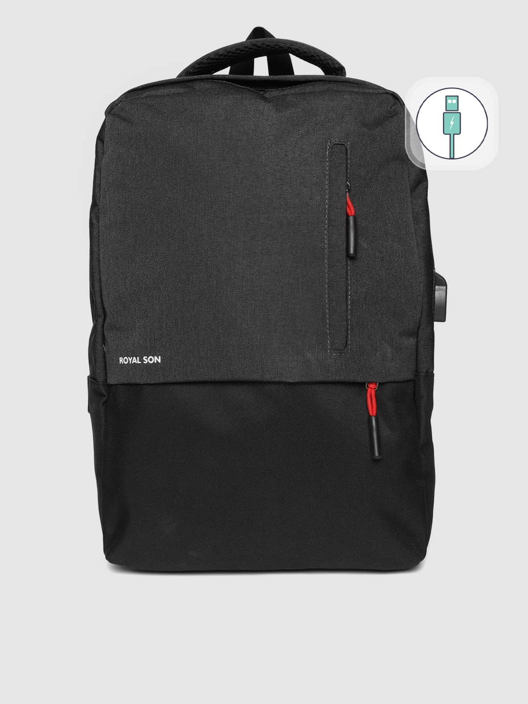 

ROYAL SON Unisex Grey Backpack with USB Charging Port