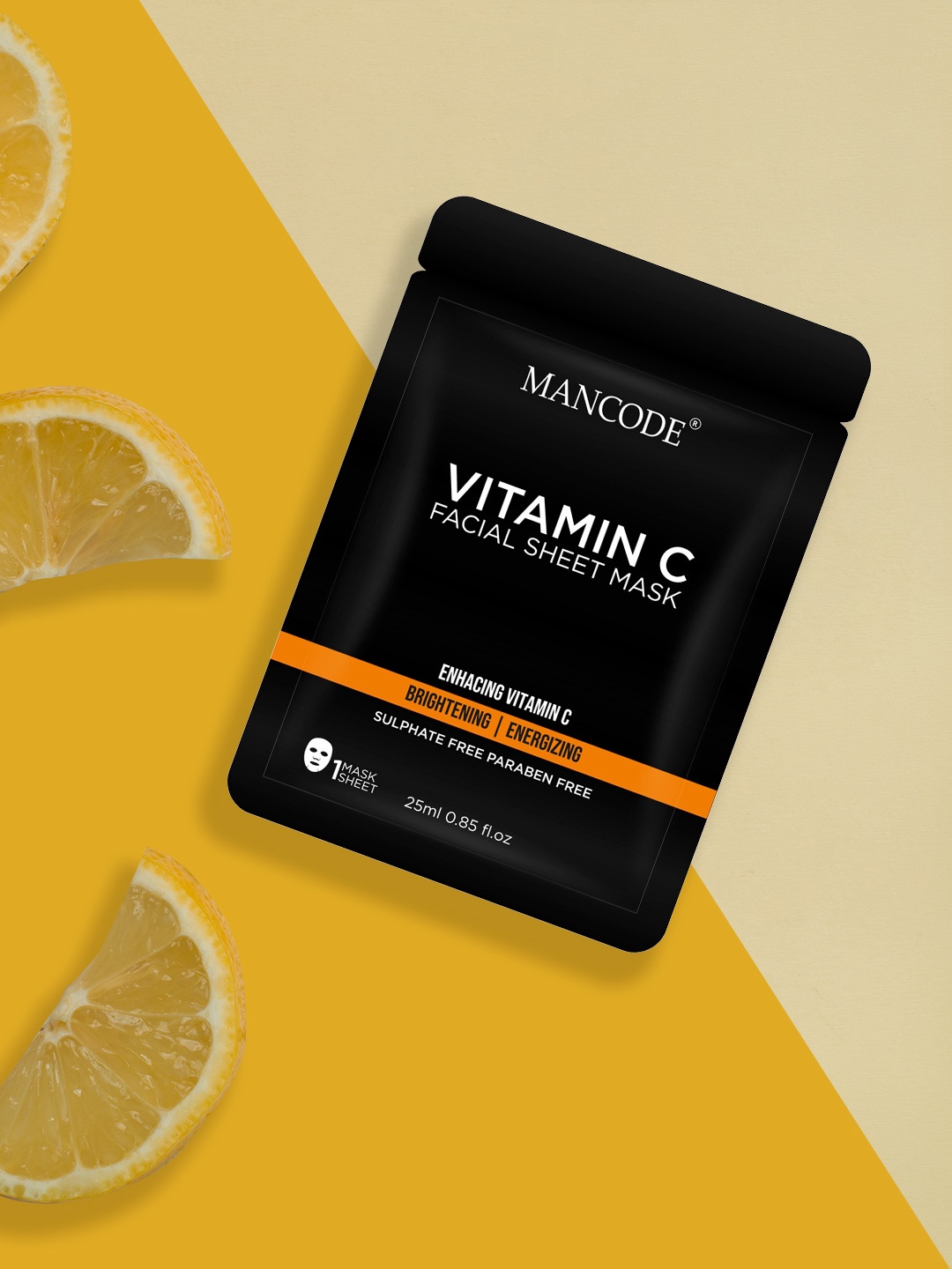 

MANCODE Pack Of 3 Vitamin C Facial Sheet Mask 25ml Each, Black