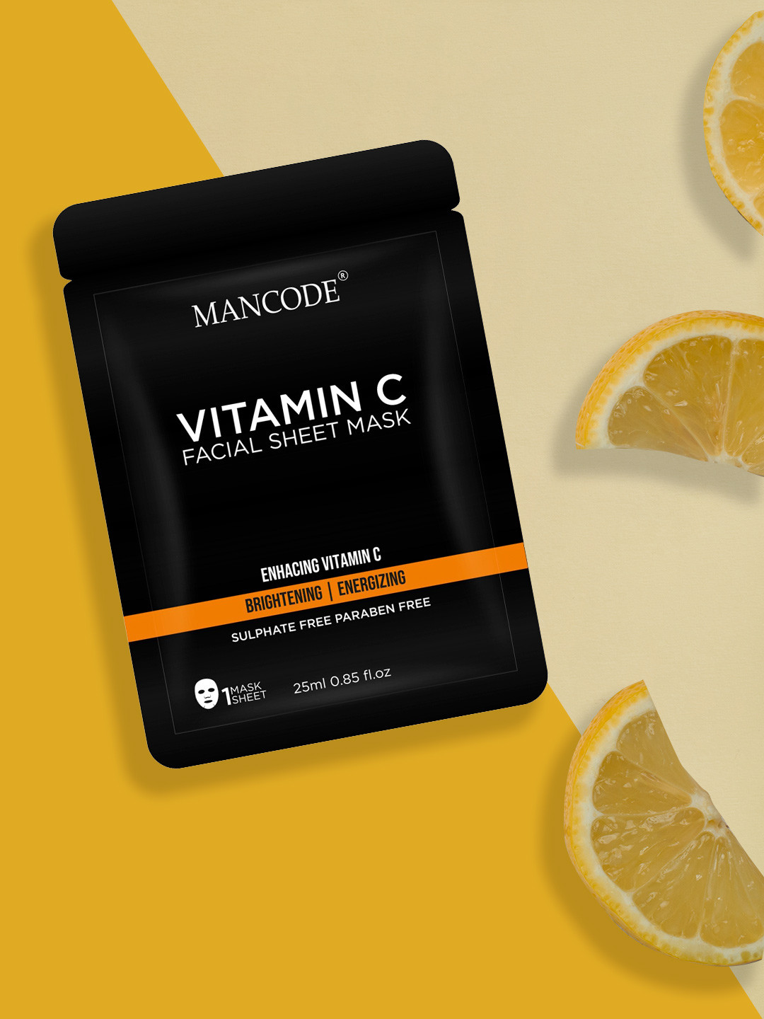 

MANCODE Pack of 5 Vitamin C Facial Sheet Mask - 25ml Each, Black