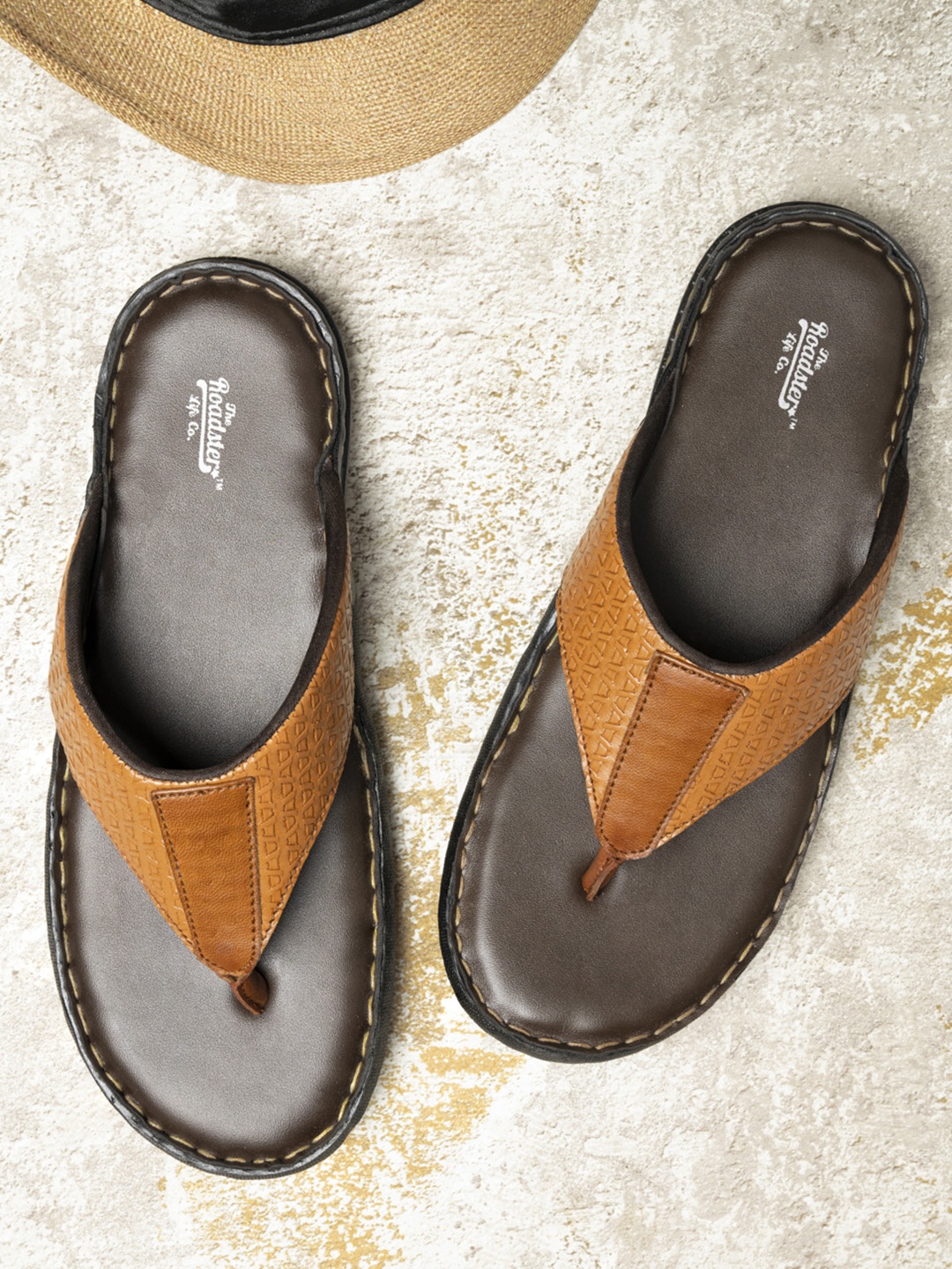 

Roadster Men Tan Brown Leather Flip-Flops