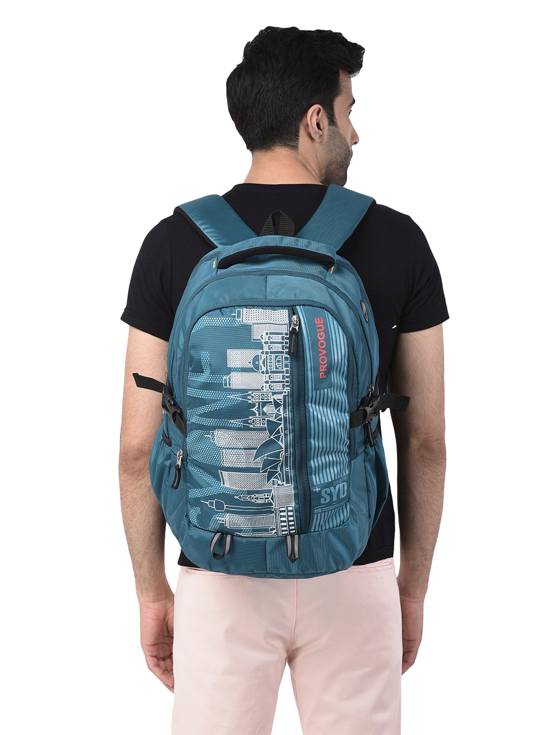 Provogue Unisex Sea Green Brand Logo Backpack with Reflective Strip