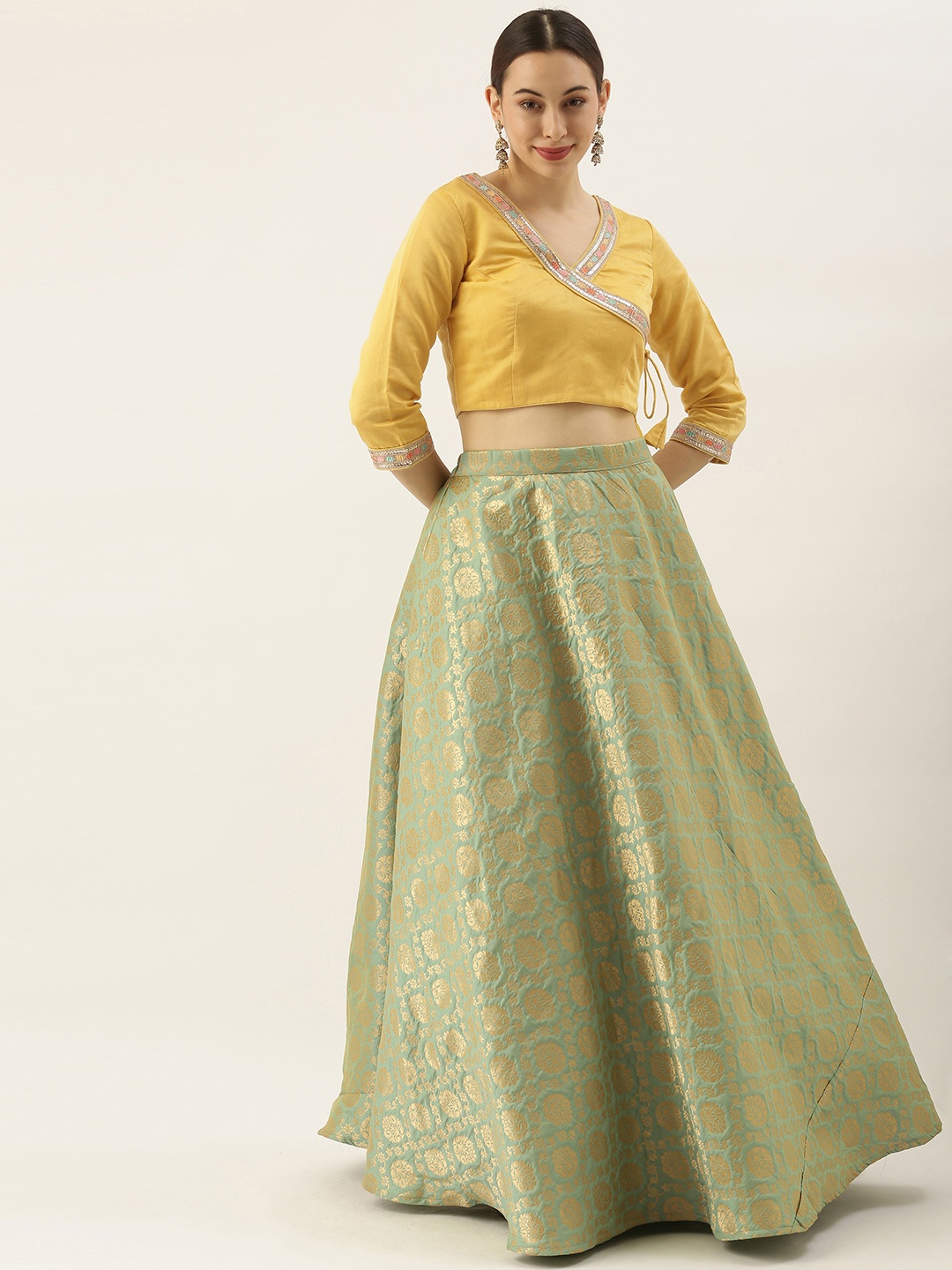 

Ethnovog Green Made to Measure Lehenga Blouse