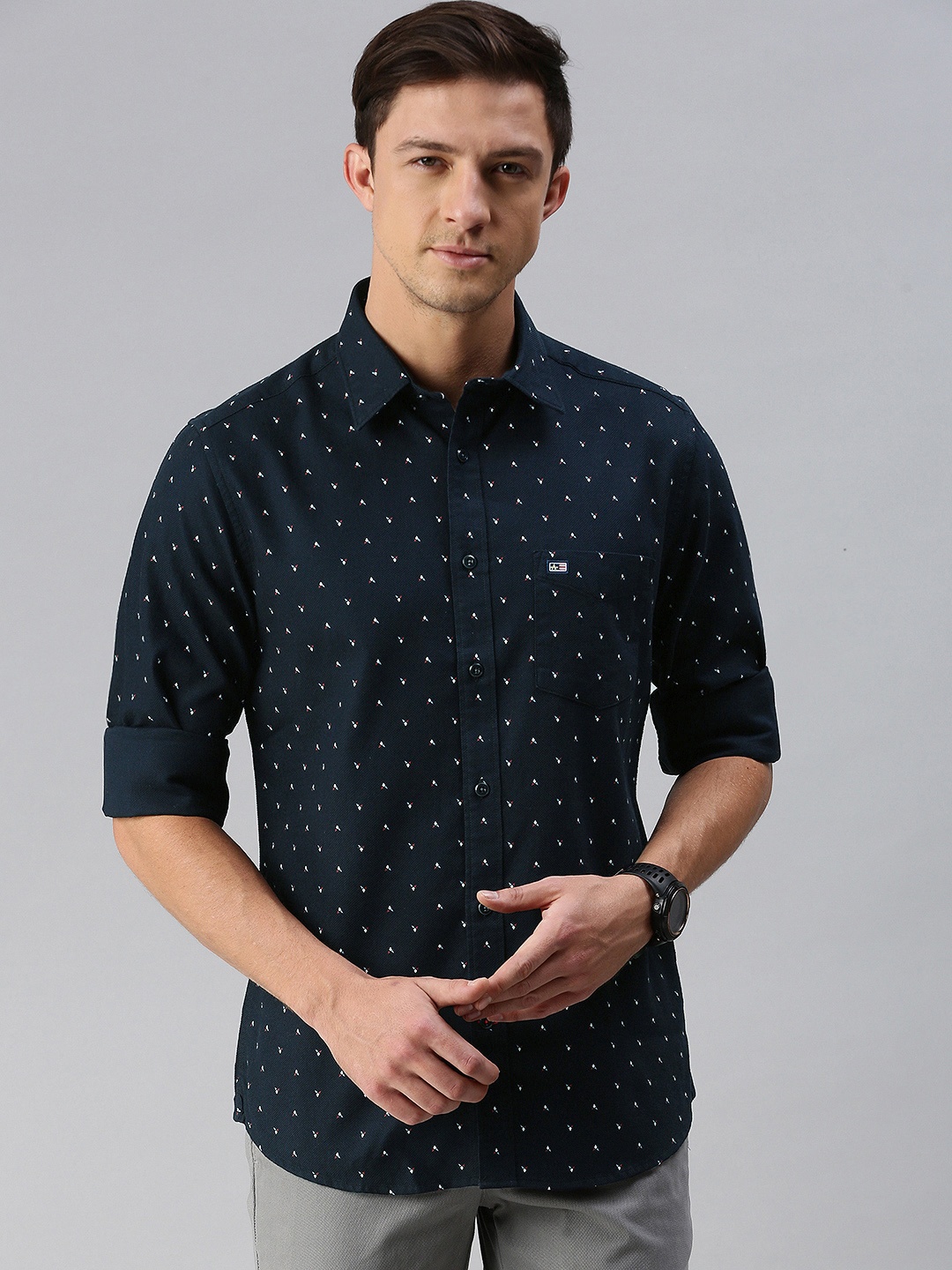 

Arrow Sport Men Navy Blue Slim Fit Printed Casual Shirt