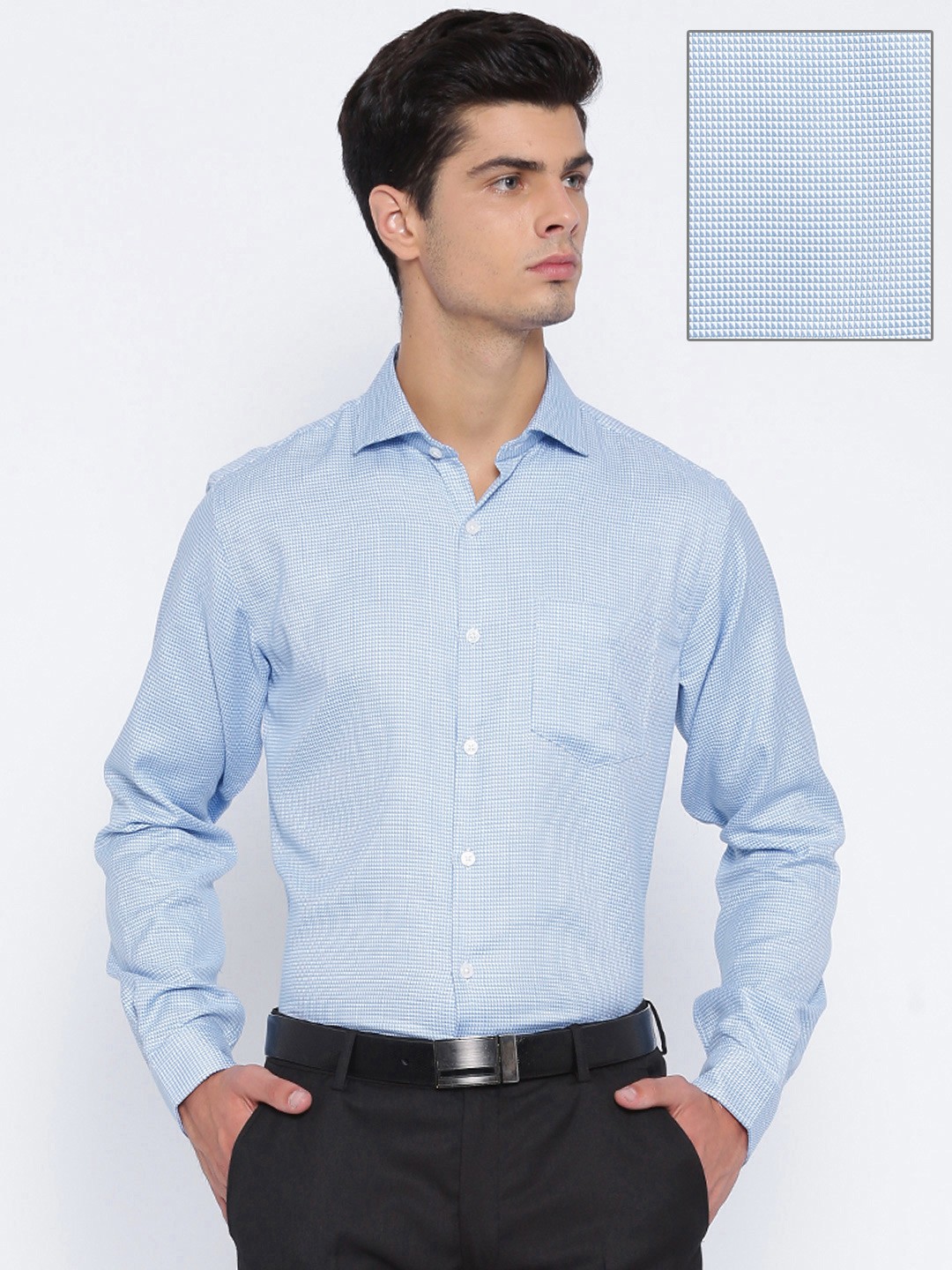 

Black Coffee Blue & White Slim Fit Formal Shirt