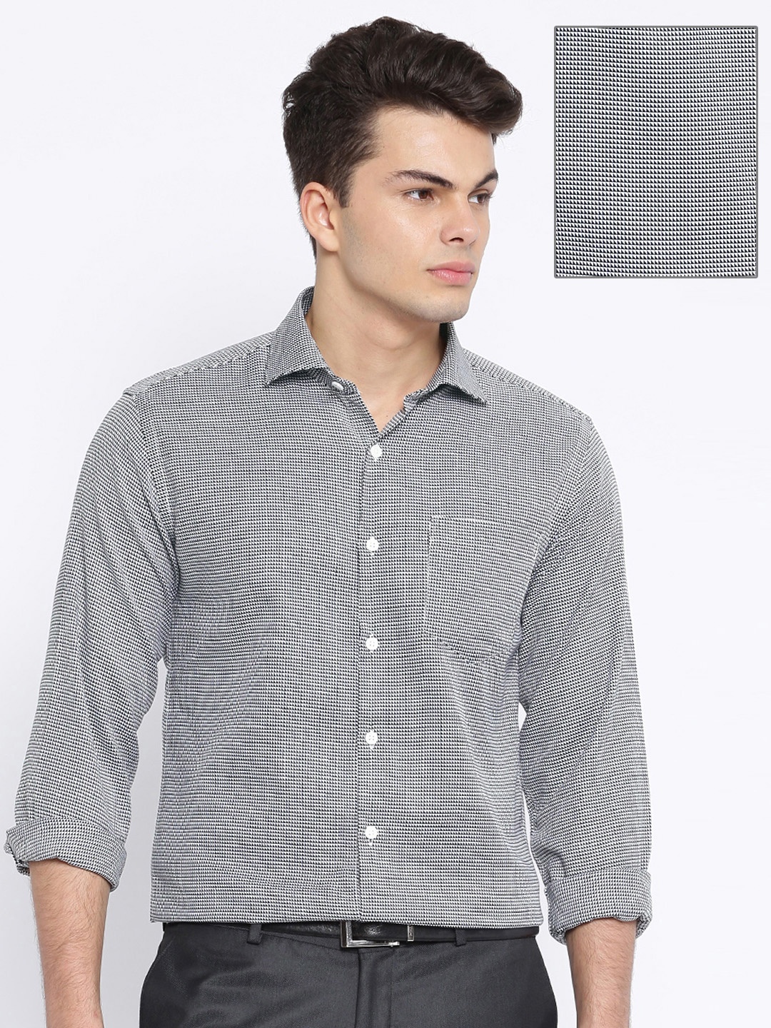 

Black Coffee Black & White Slim Fit Formal Shirt