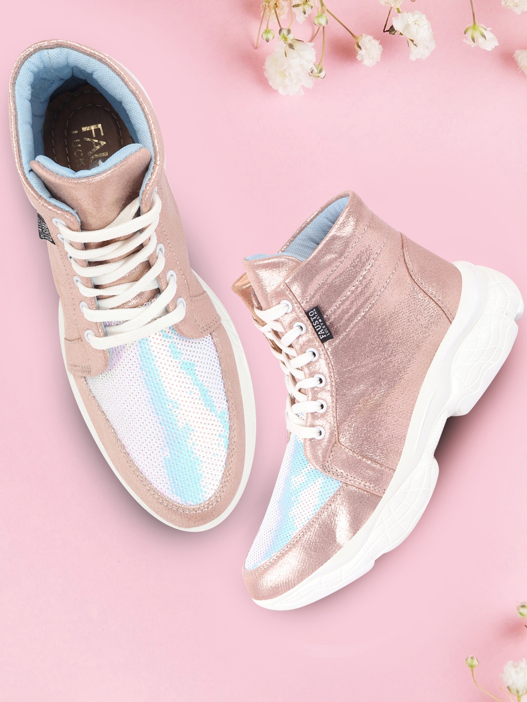 

FAUSTO Women Pink Mid-Top Sneakers