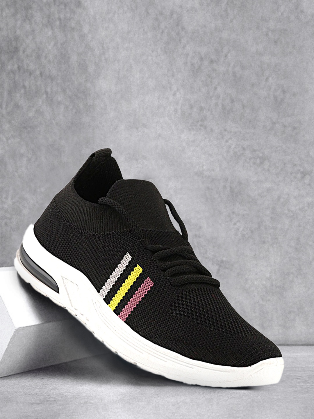 

Shoetopia Women Black Textile Walking Shoes