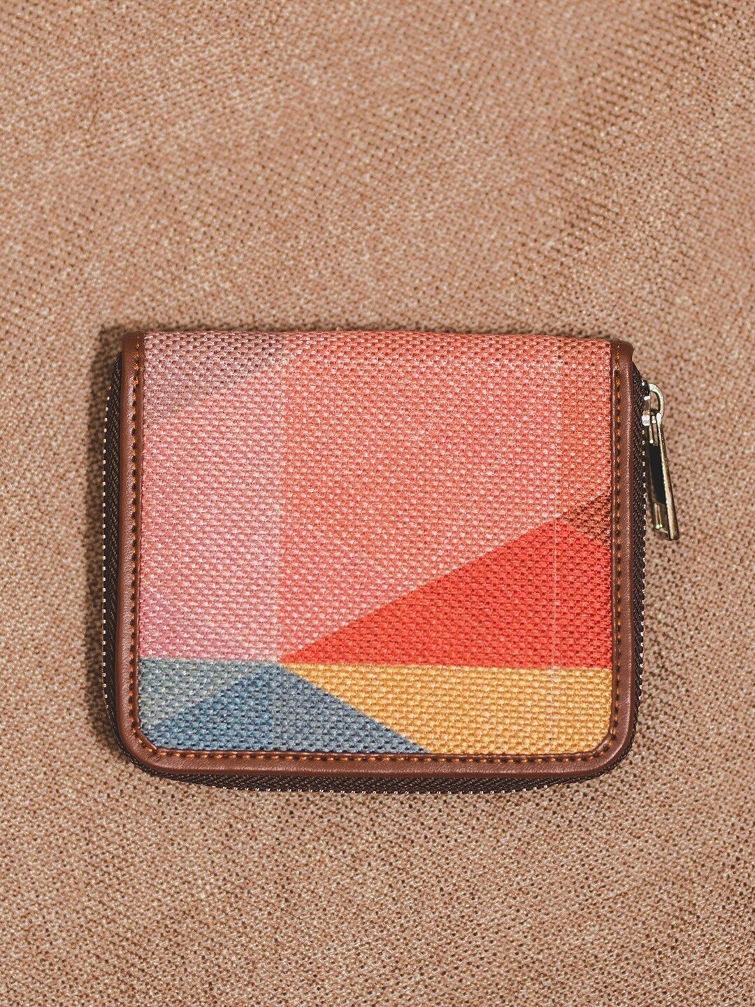 

ZOUK Women Brown & Red Colourblocked Zip Around Sustainable Wallet