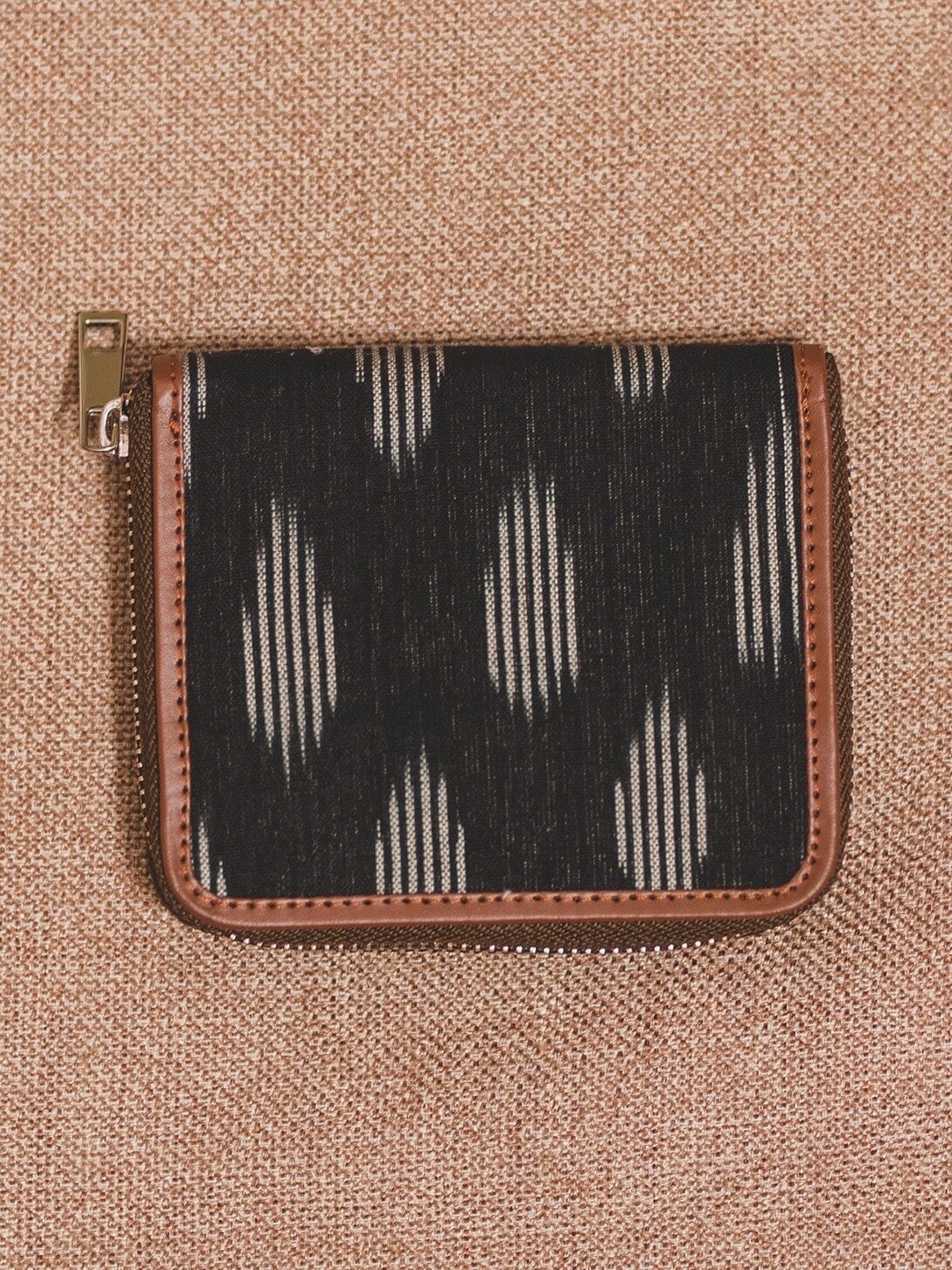 

ZOUK Women Black Printed Striped Vegan Leather Mini Sustainable Wallet