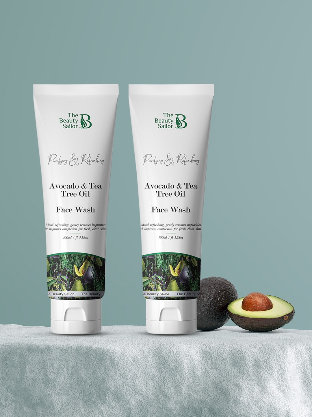 

The Beauty Sailor Pack Of 2 Avocado and Tea Tree Oil Face Wash 100 ml, White