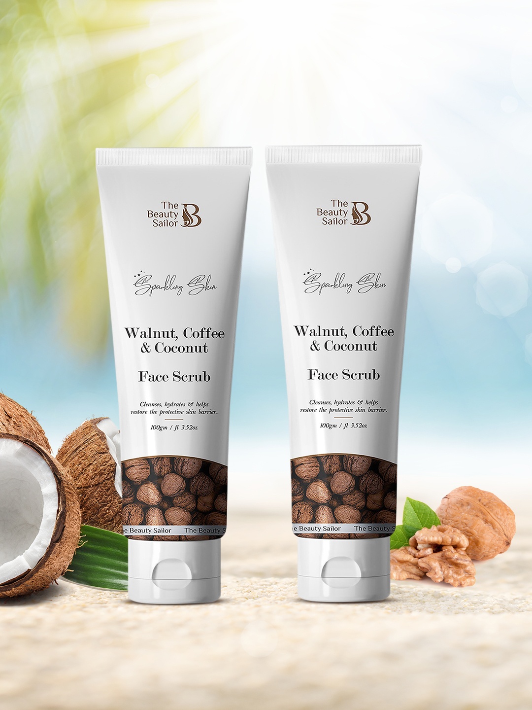 

The Beauty Sailor Set Of 2 Walnut Coffee & Coconut Face Scrub, White