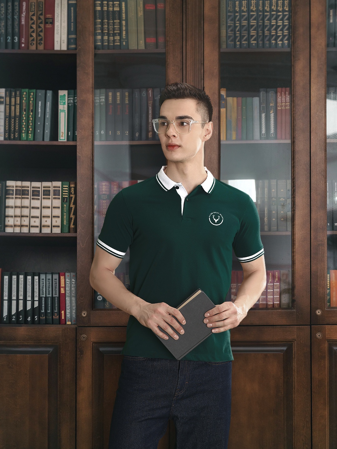 

Allen Solly Sport Men Green Solid Polo Collar T-shirt