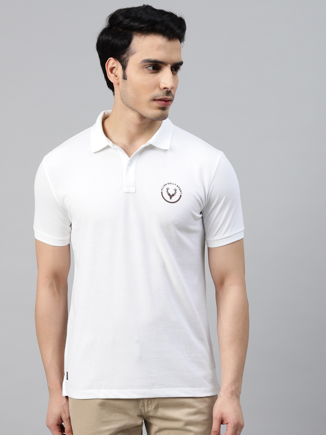 

Allen Solly Sport Men White Varsity Printed Back Polo Collar T-shirt