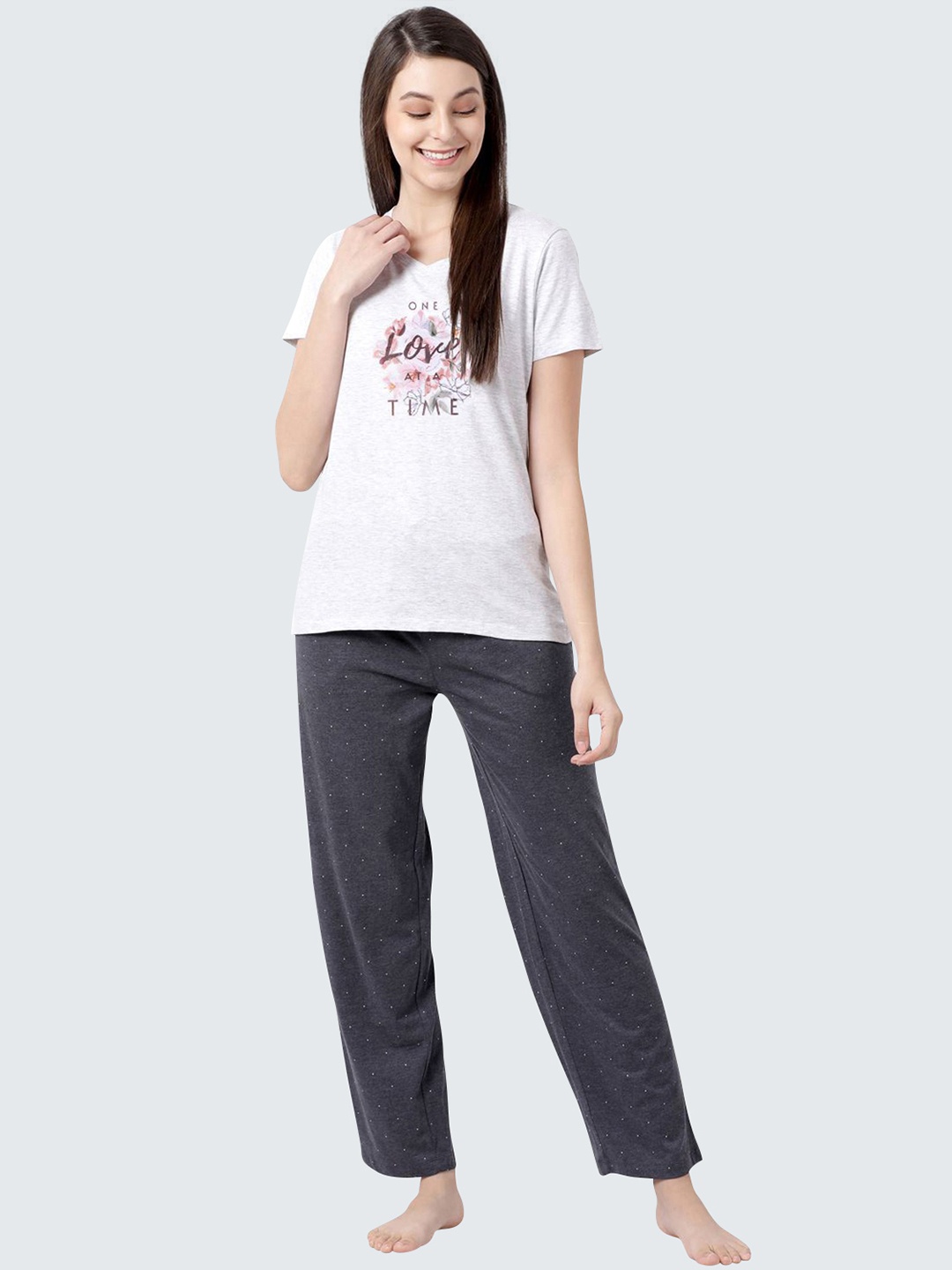 

shyaway Women Grey Solid Night Suit