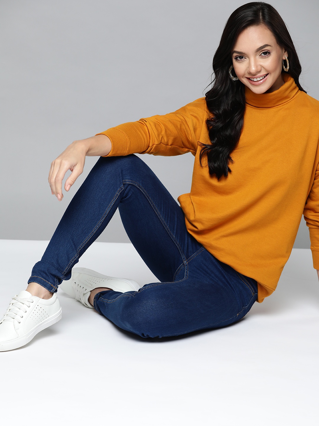 

Mast & Harbour Women Mustard Yellow Sweatshirt