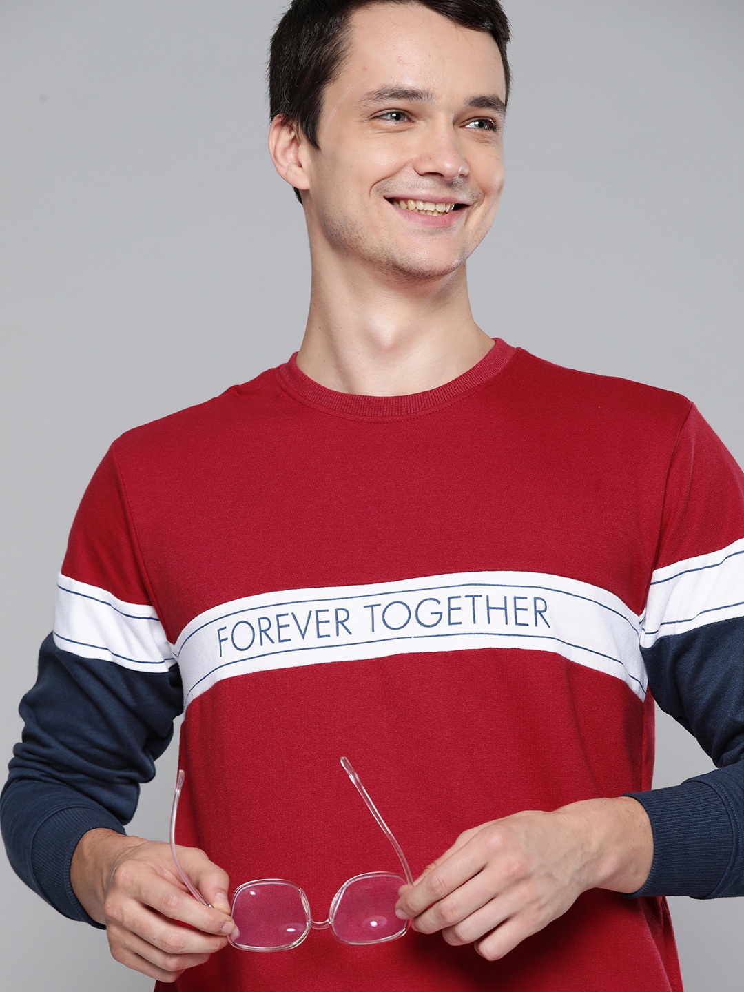 

Mast & Harbour Men Red & White Striped Sweatshirt