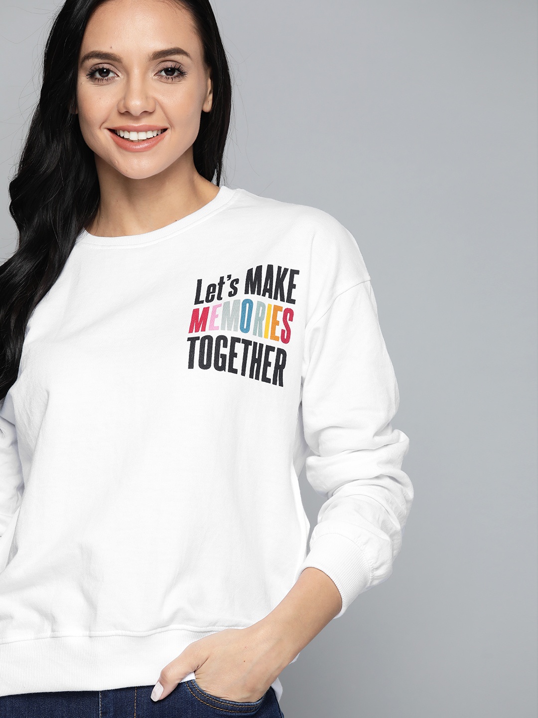 

Mast & Harbour Women White & Black Printed Sweatshirt