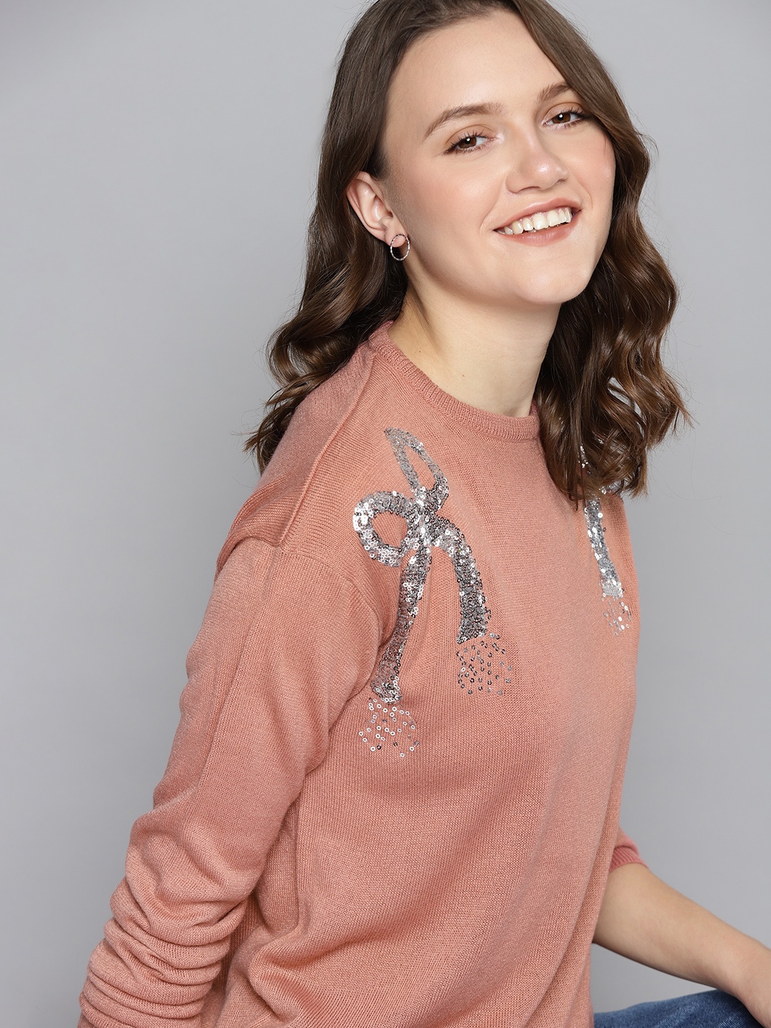 

Mast & Harbour Women Pink Pullover with Embellished Detail