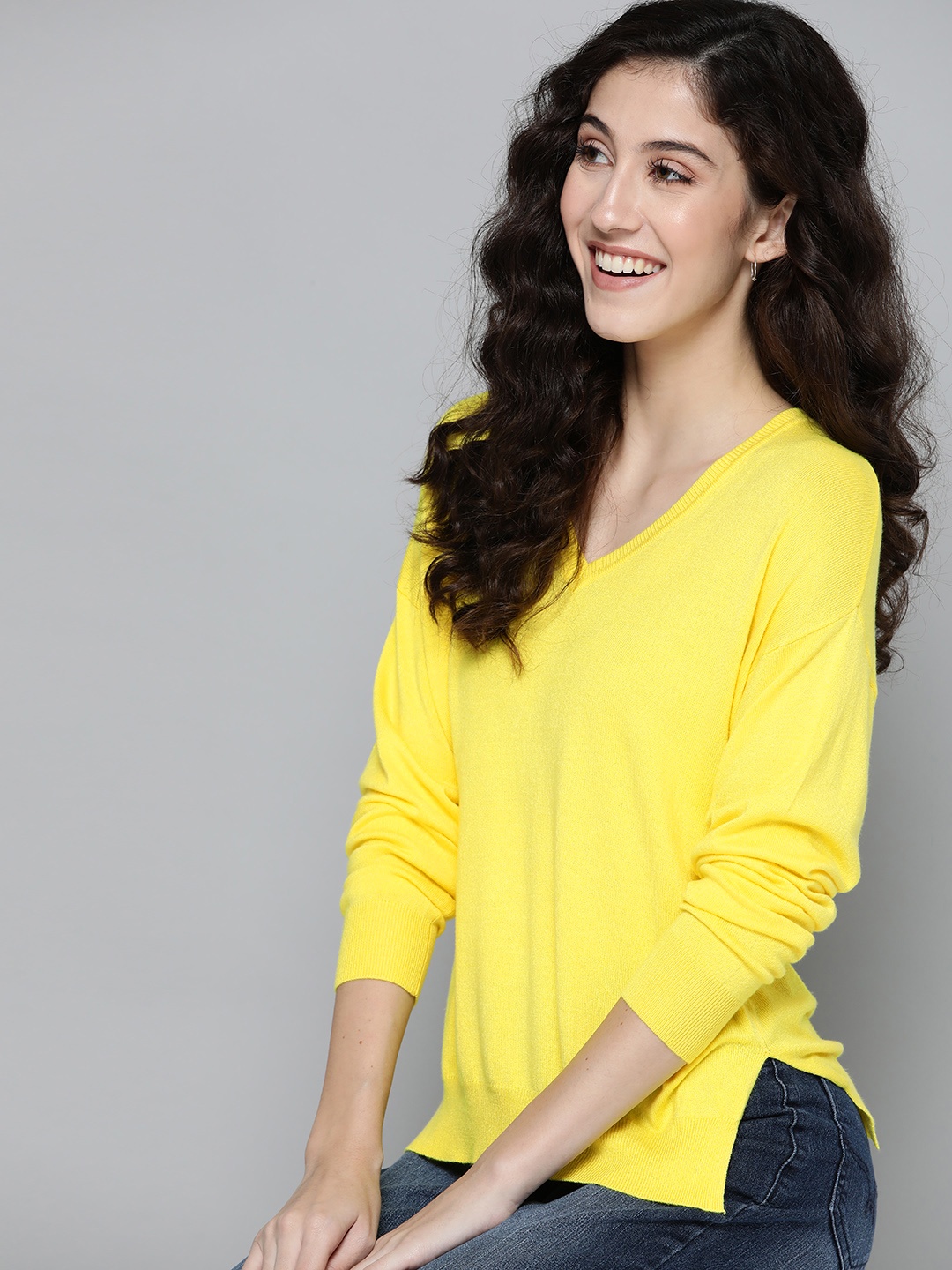 

Mast & Harbour Women Yellow Solid Pullover