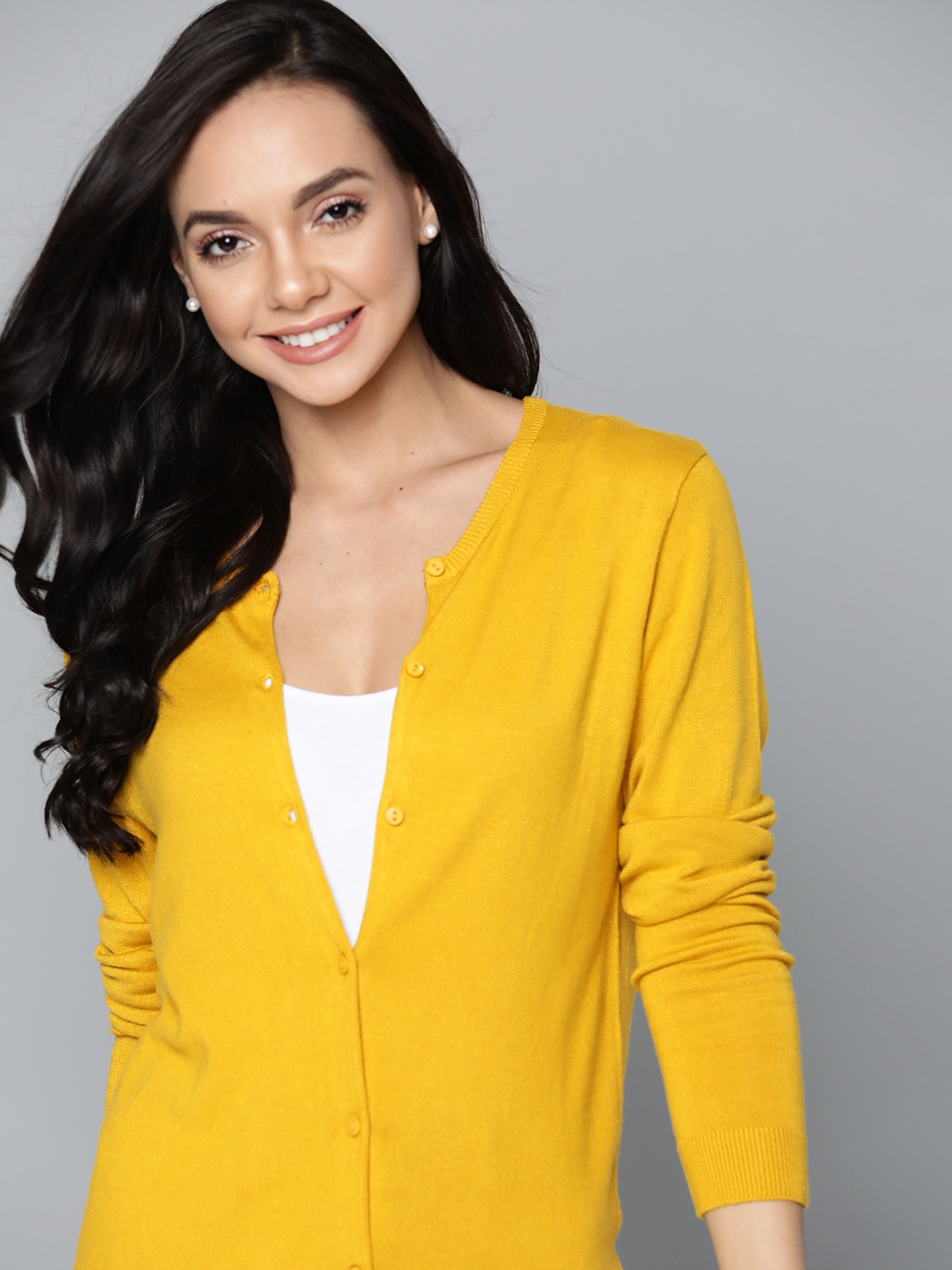 

Mast & Harbour Women Yellow Solid Cardigan