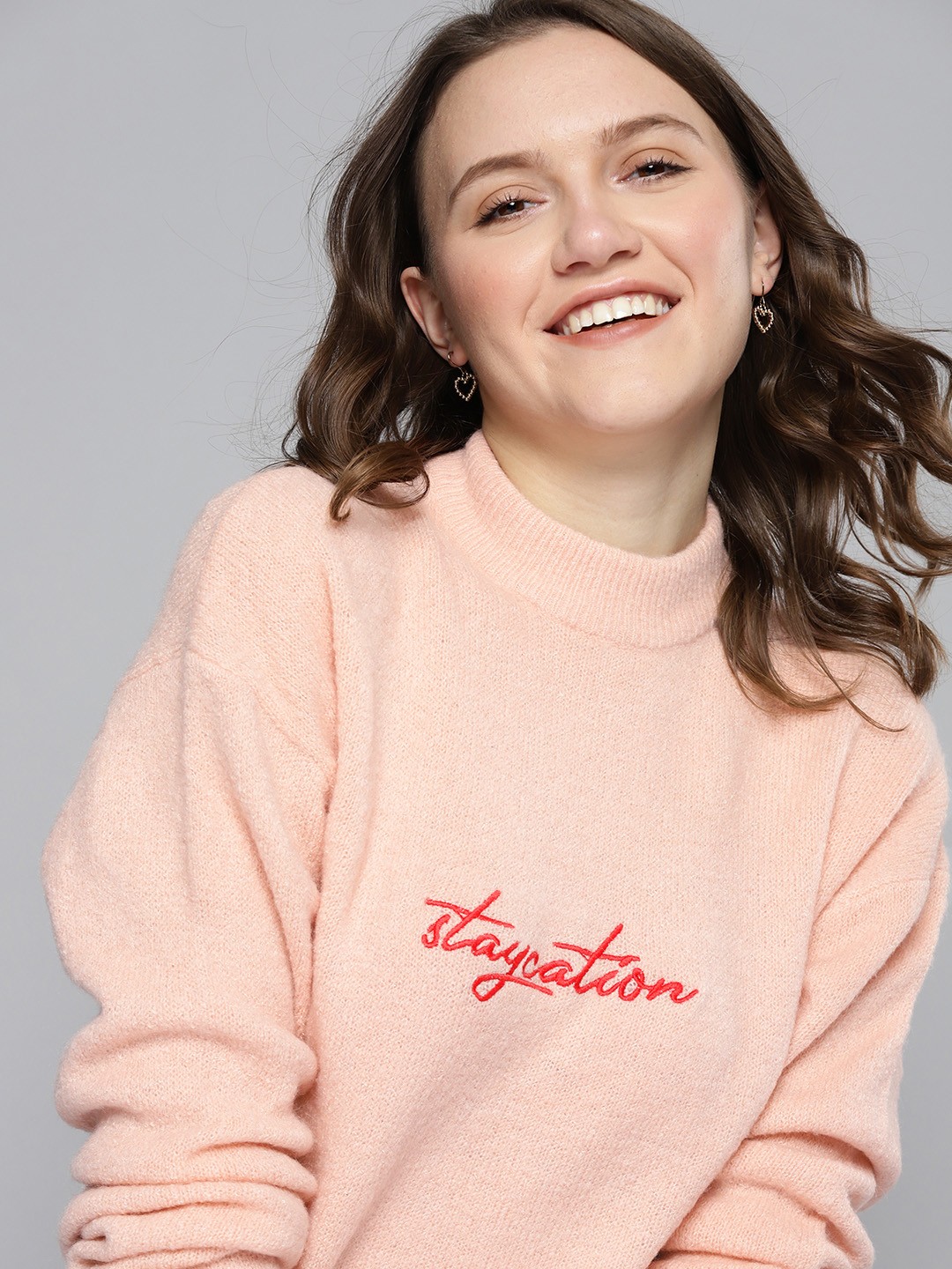 

Mast & Harbour Women Pink Typography Pullover