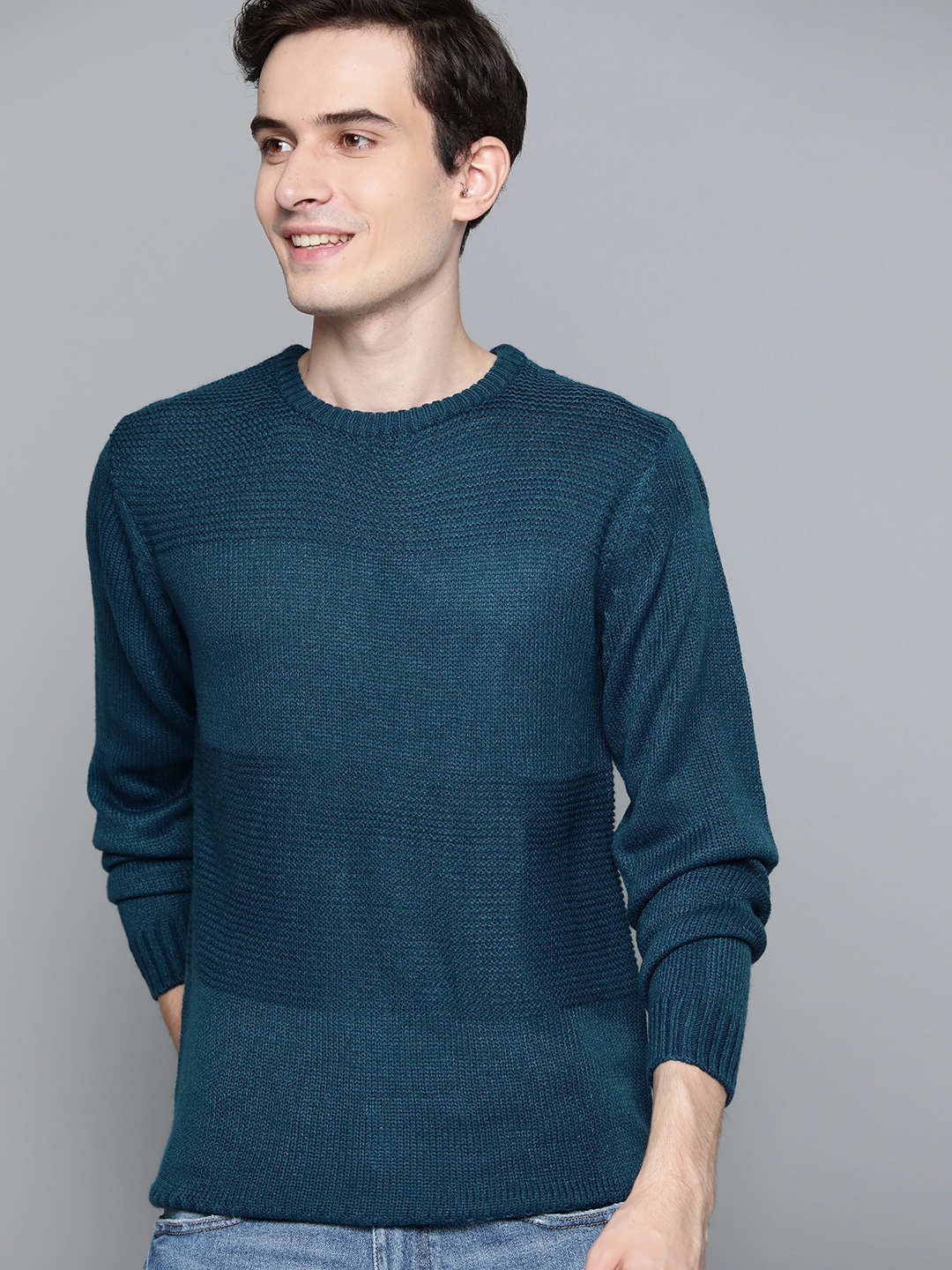 

Mast & Harbour Men Turquoise Blue Pullover