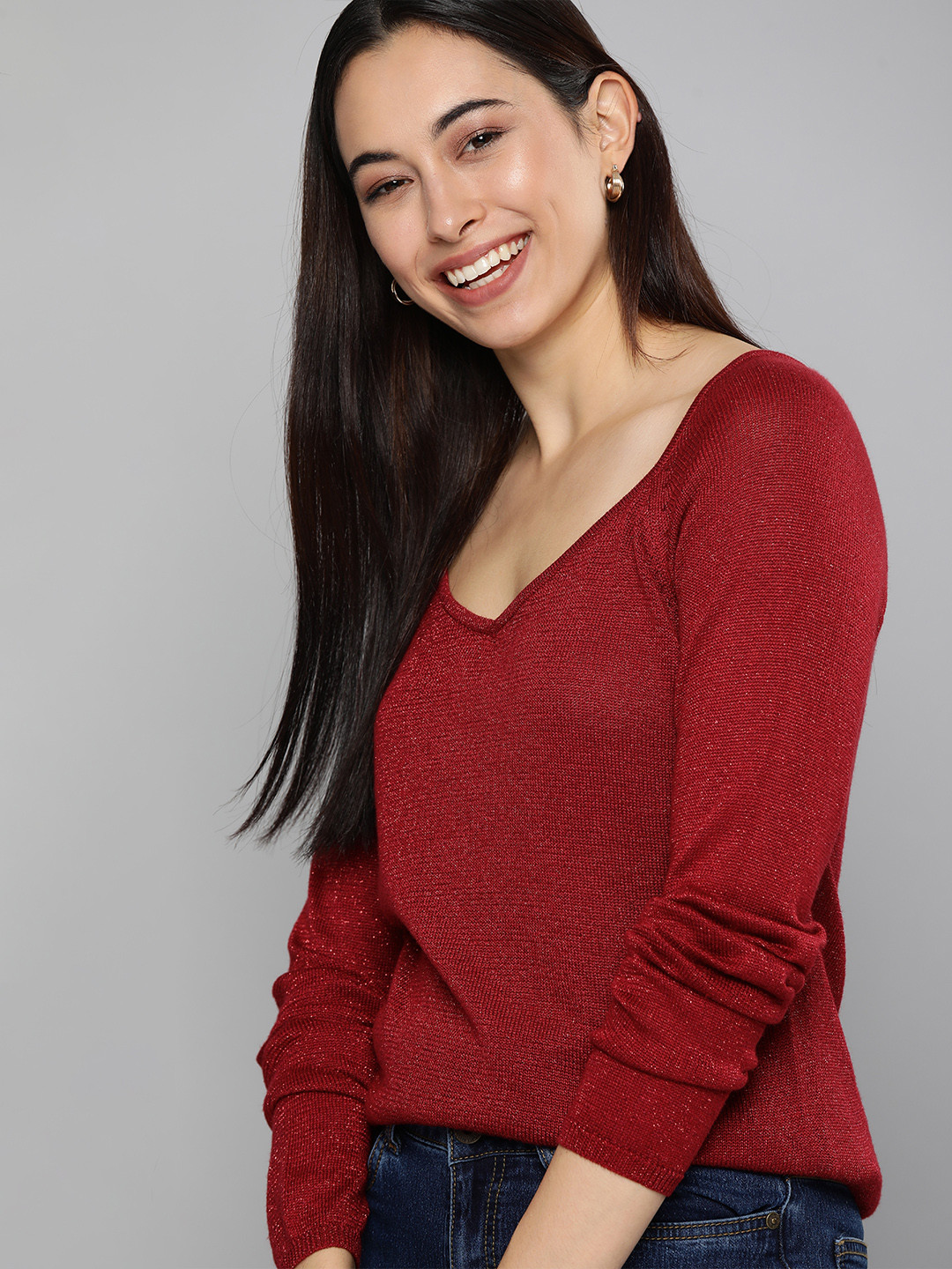 

Mast & Harbour Women Red Solid Pullover