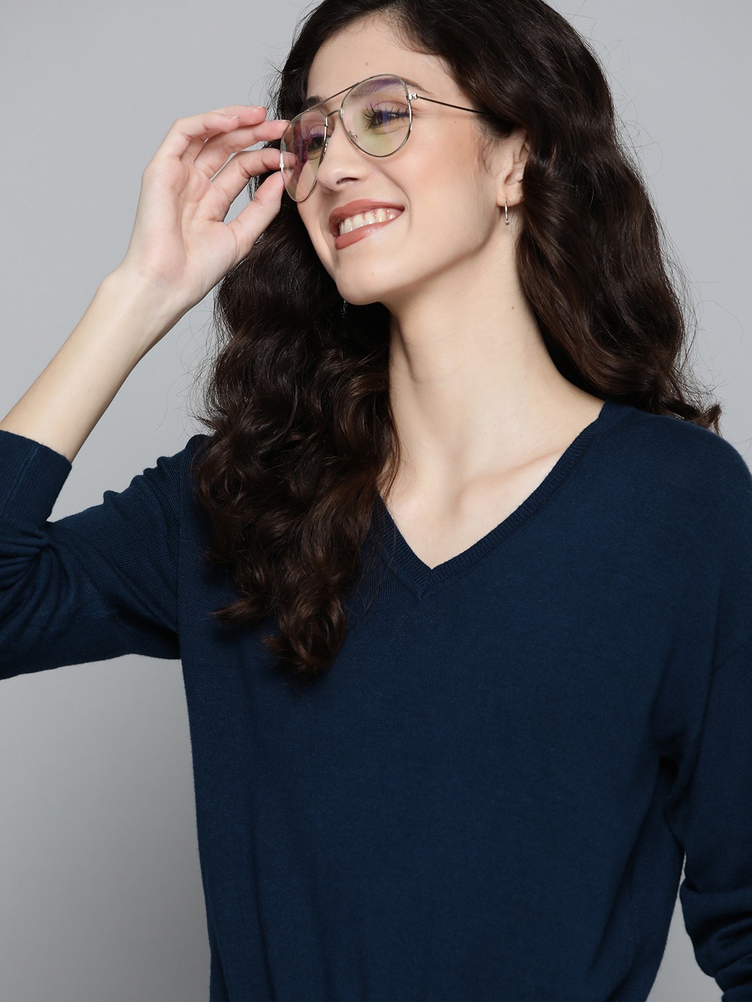 

Mast & Harbour Women Navy Blue Solid Pullover
