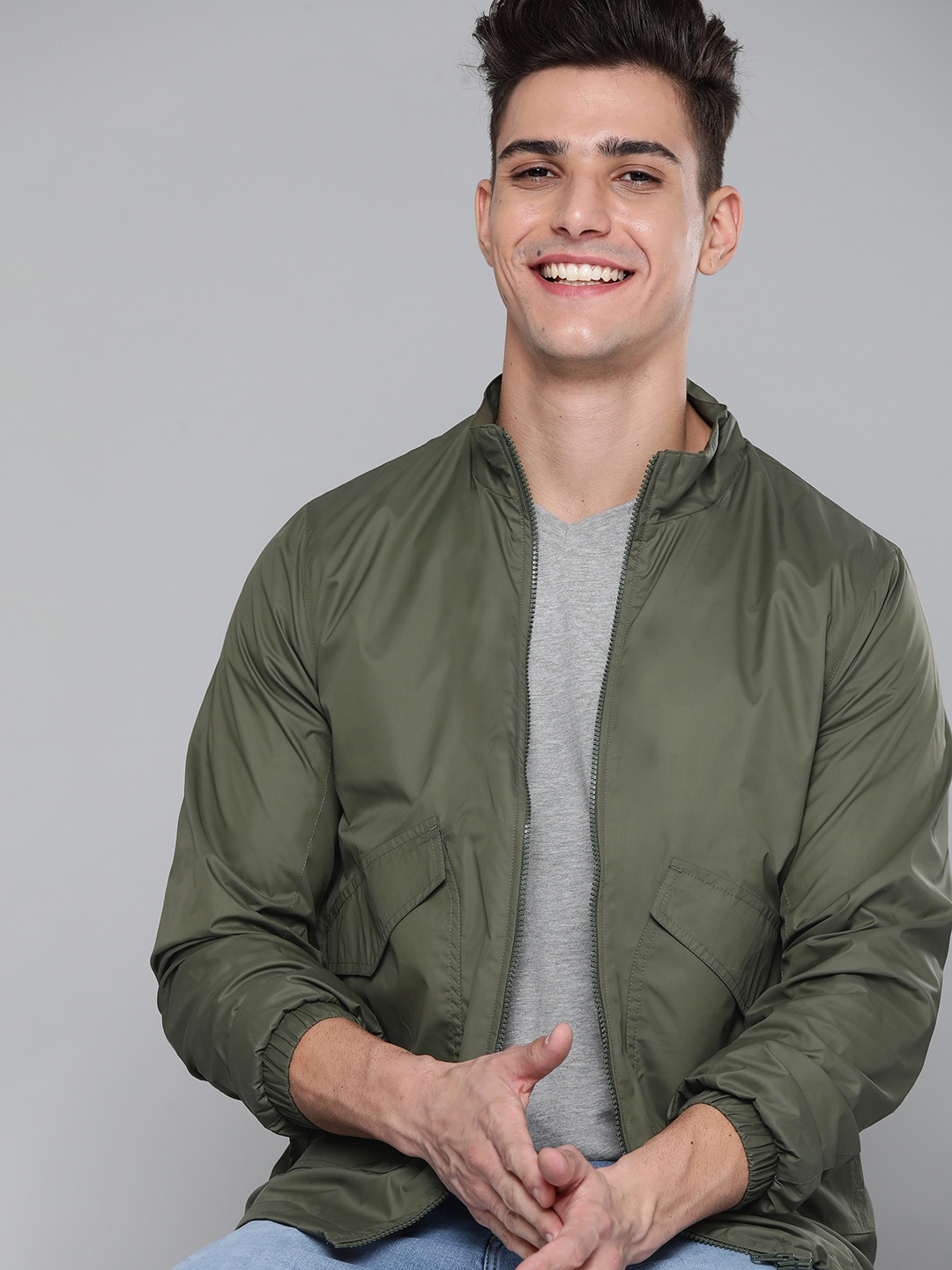 

Mast & Harbour Men Olive Green Tailored Jacket