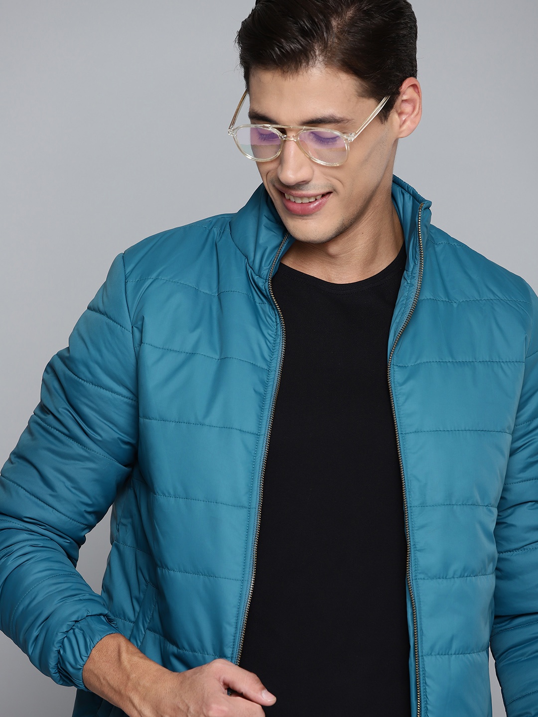 

Mast & Harbour Men Teal Blue Padded Jacket