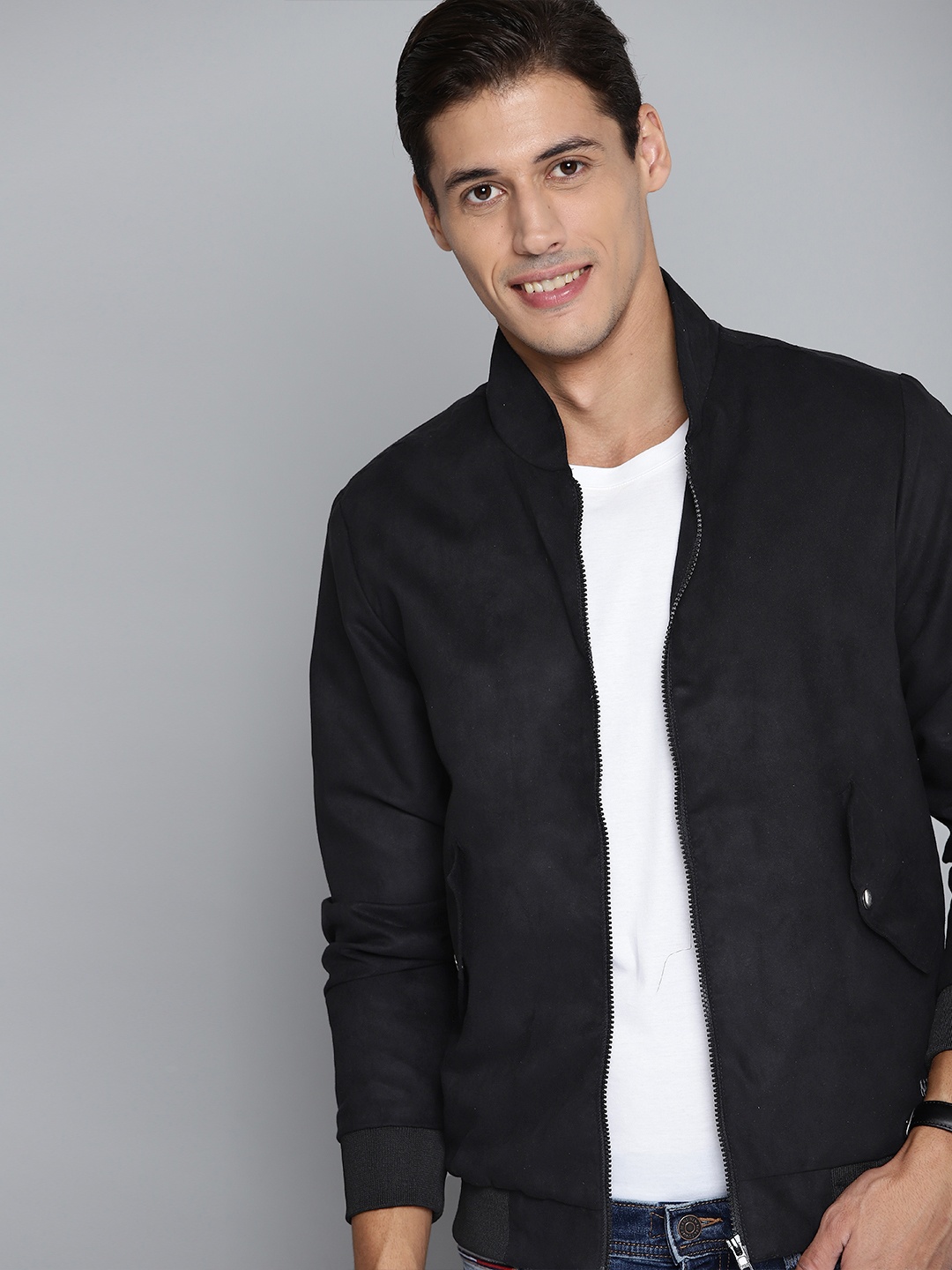 

Mast & Harbour Men Black Bomber Jacket