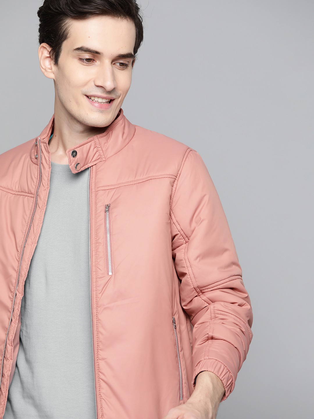 

Mast & Harbour Men Dusty Pink Solid Padded Jacket