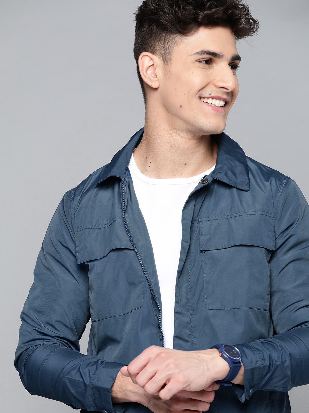 

Mast & Harbour Men Teal Blue Solid Tailored Jacket