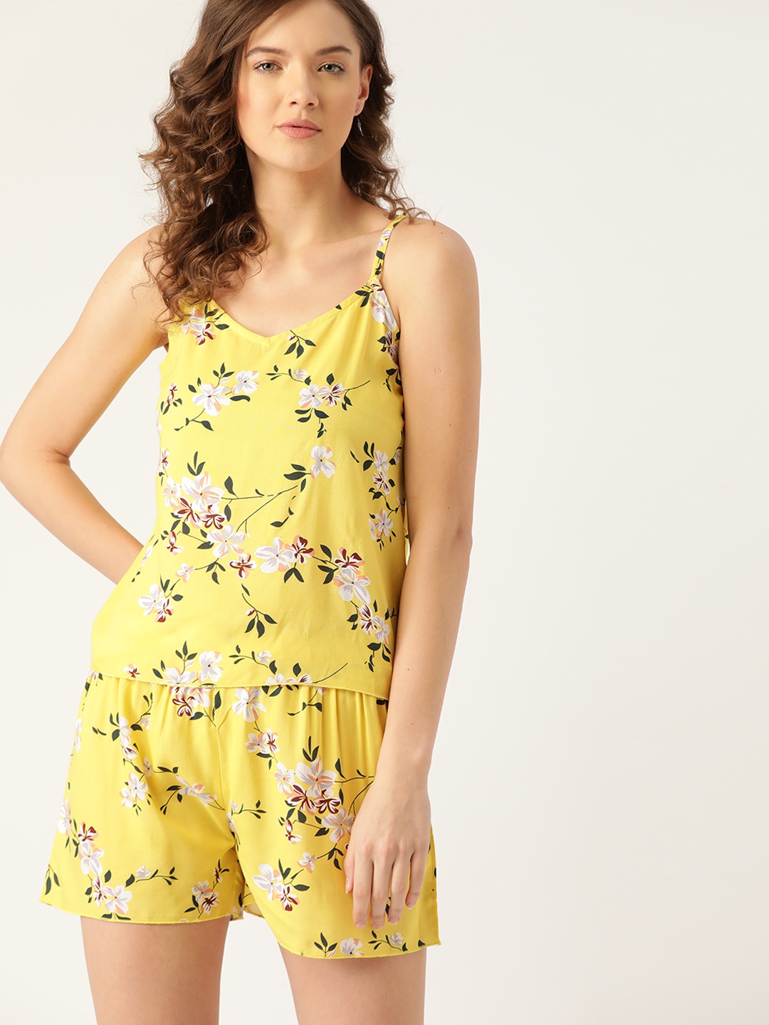 

ETC Women Yellow & Olive Green Printed Night suit