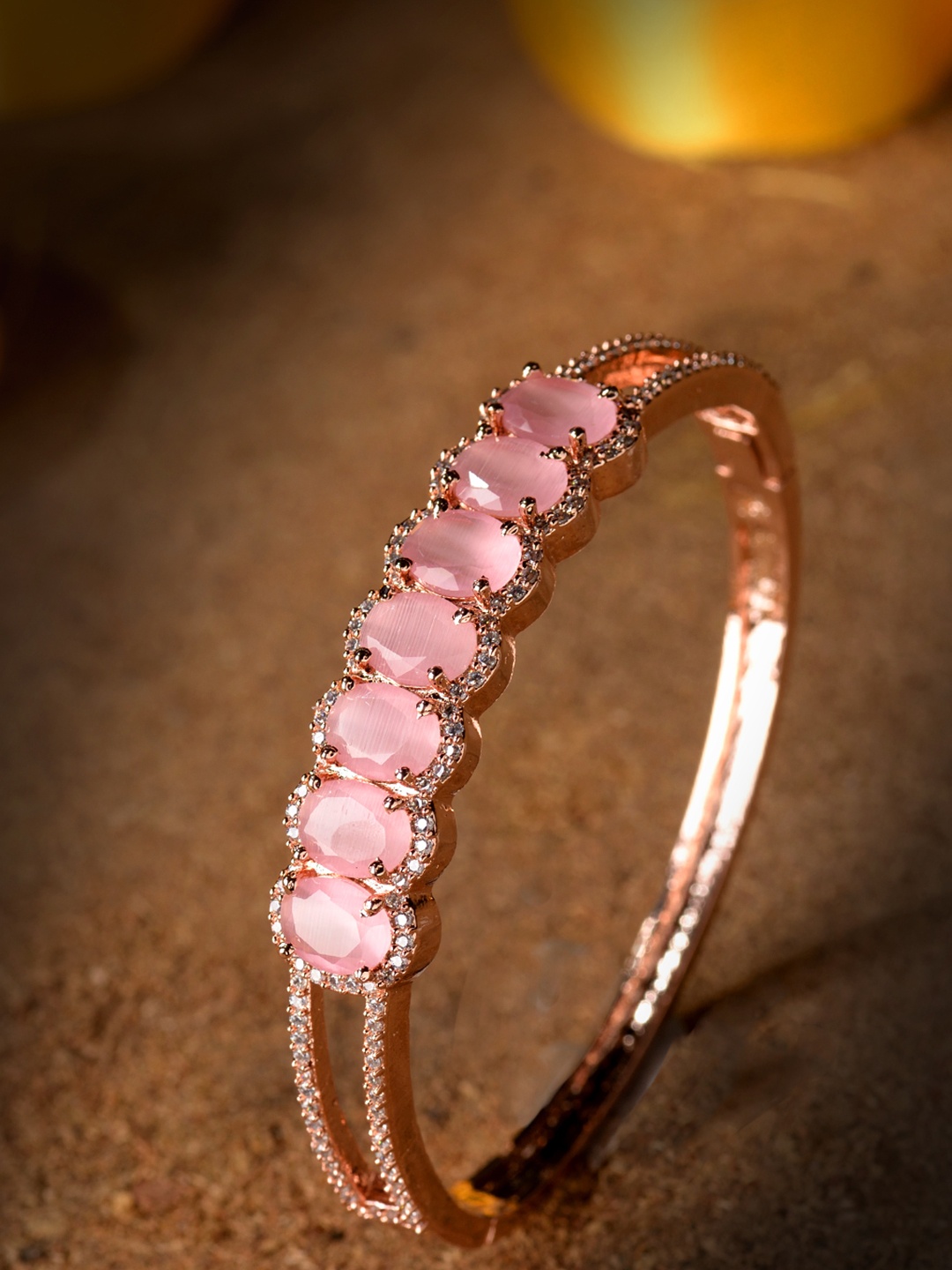 

Saraf RS Jewellery Rose Gold-Plated & Pink Handcrafted Bangle-Style Bracelet