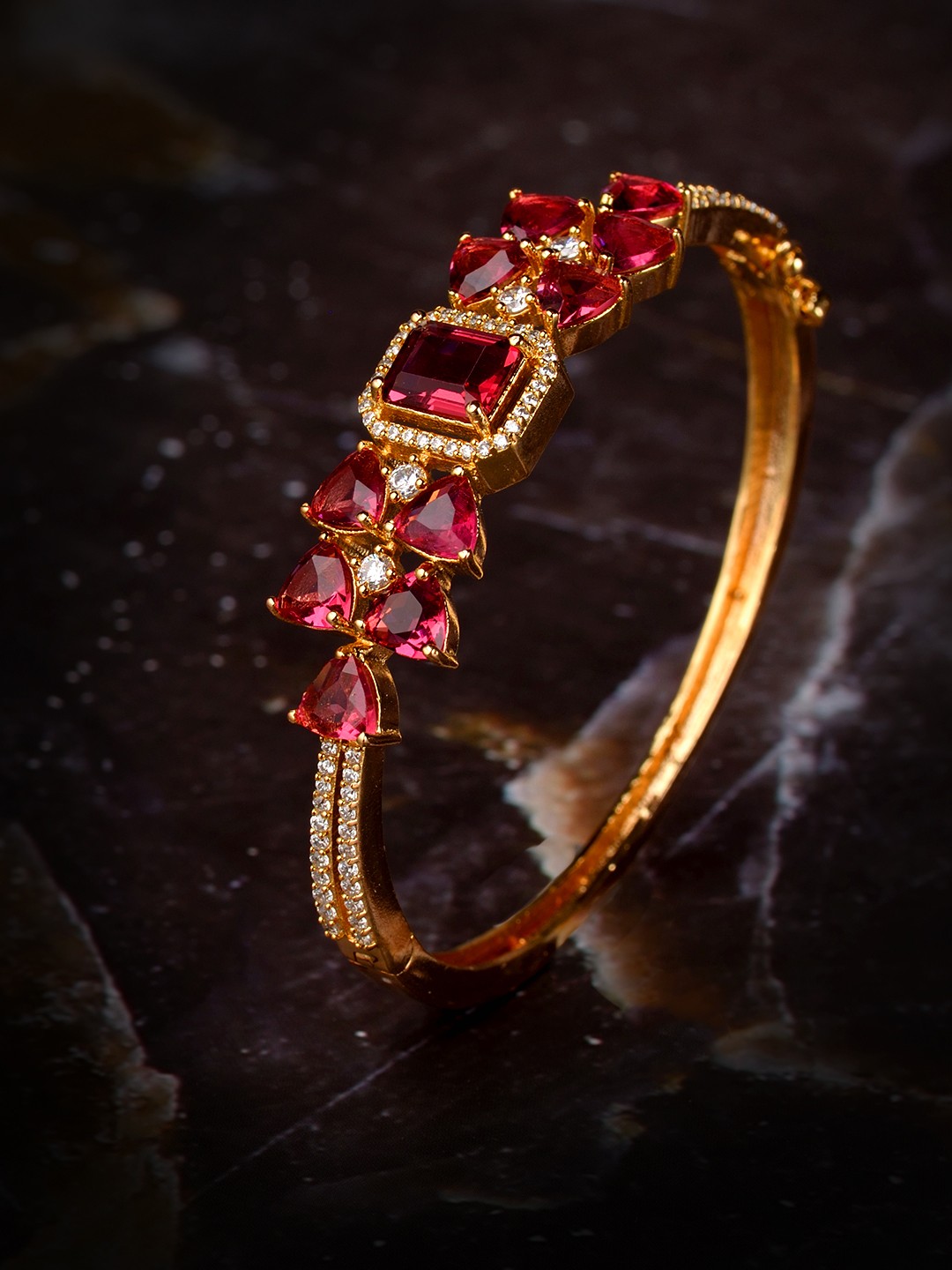 

Saraf RS Jewellery Gold-Plated Handcrafted AD-Studded Bangle-Style Bracelet