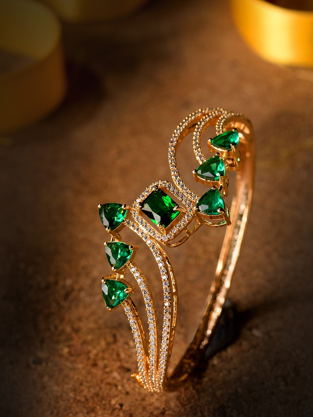 

Saraf RS Jewellery Gold-Plated & Green Handcrafted Bangle-Style Bracelet
