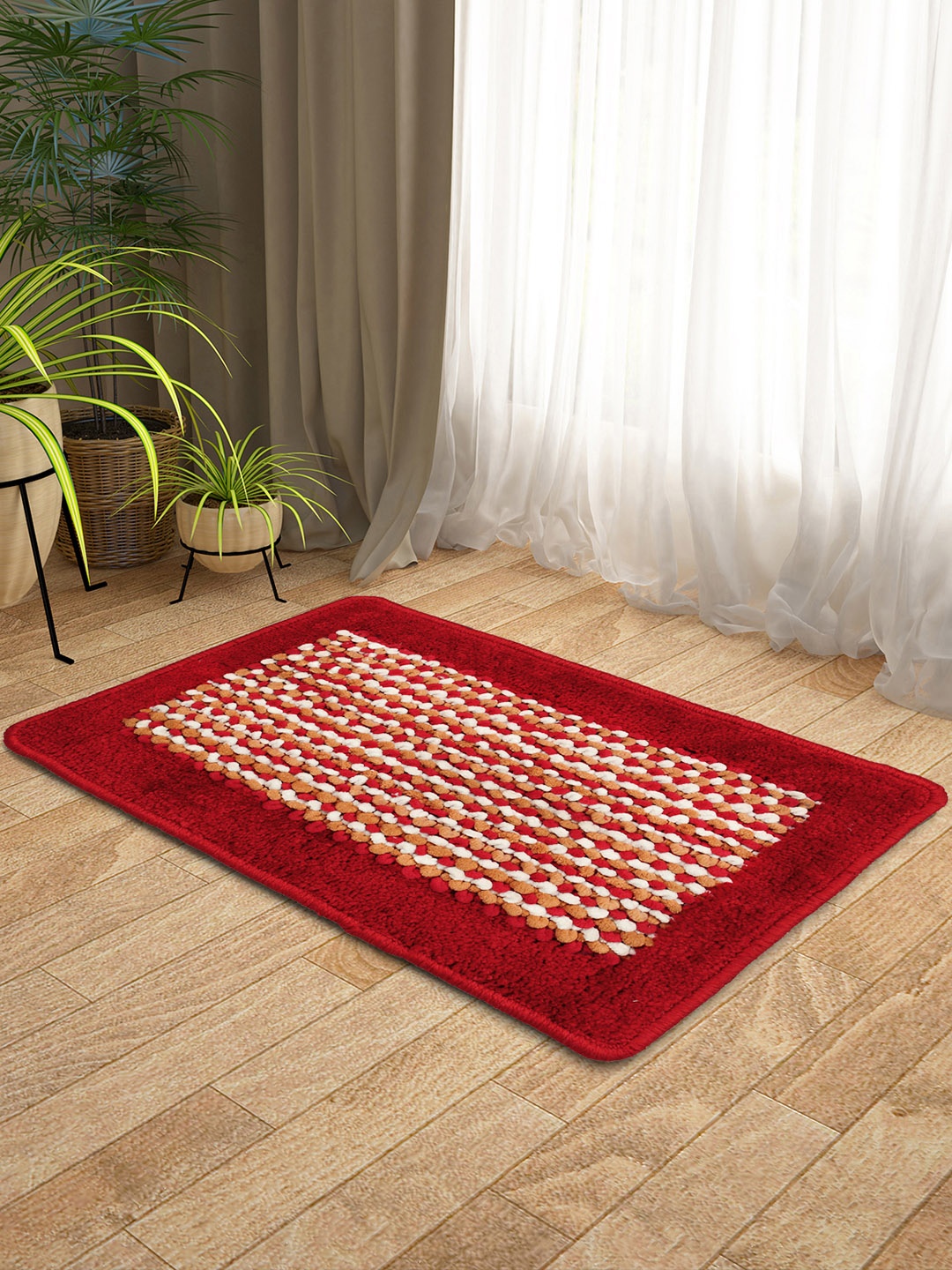 

Story@home Red & White Abstract Berlin Doormat