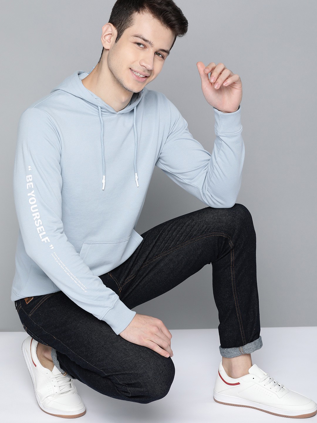 

Mast & Harbour Men Blue Hooded Sweatshirt