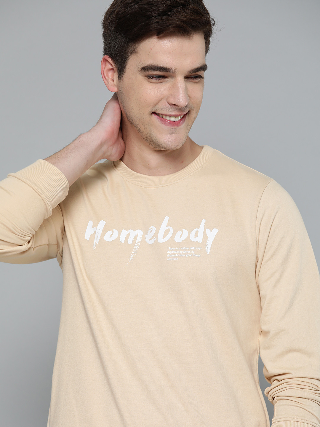 

Mast & Harbour Men Cream-Coloured Printed Sweatshirt