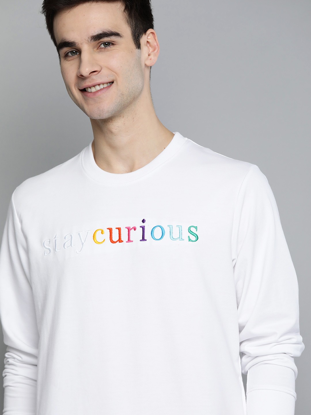 

Mast & Harbour Men White Embroidered Sweatshirt