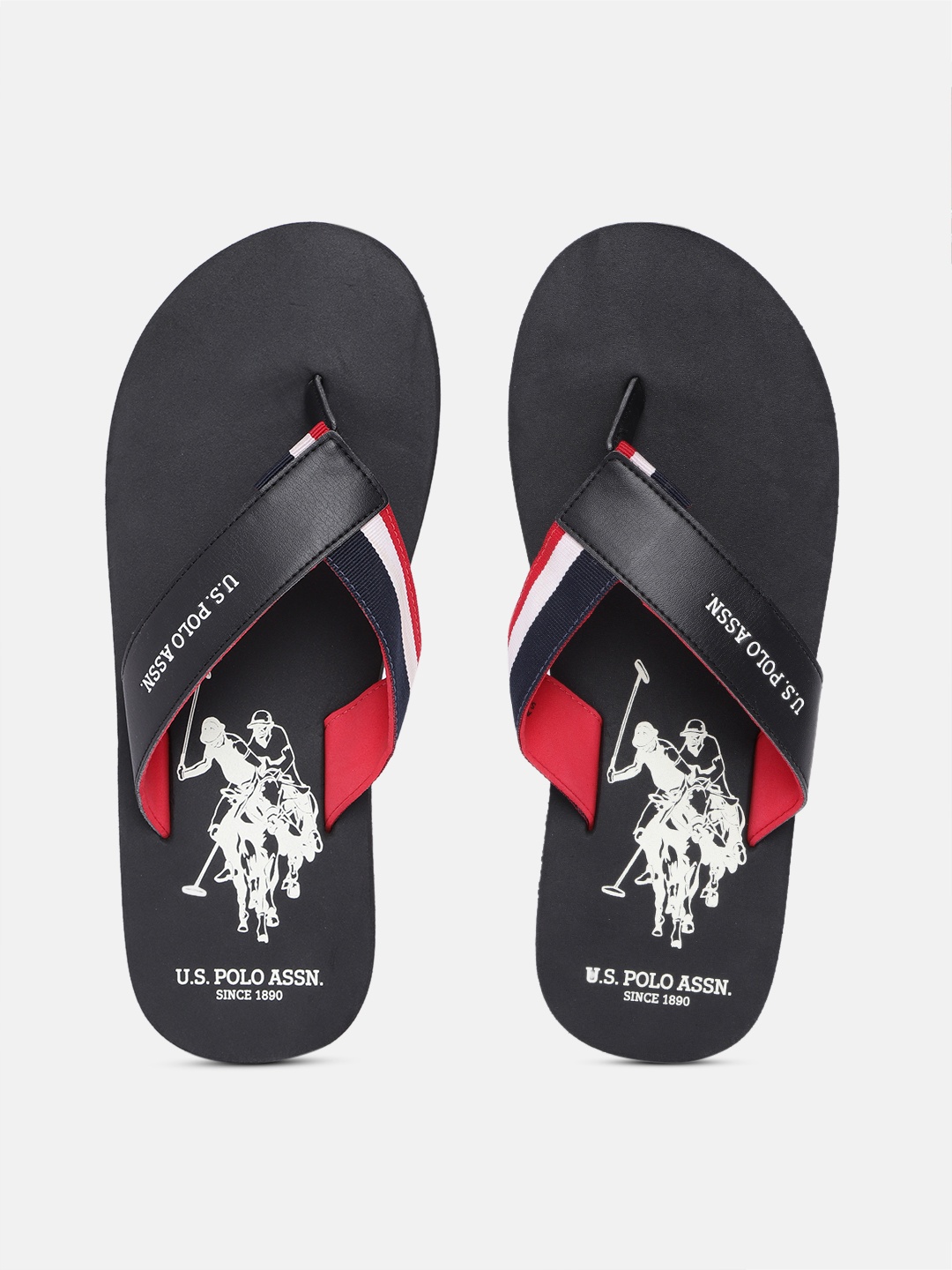 

U.S. Polo Assn. Men Black Printed Thong Flip-Flops