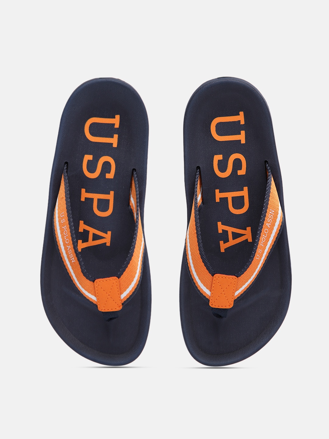 

U.S. Polo Assn. Men Orange & Navy Blue Colourblocked Thong Flip-Flops