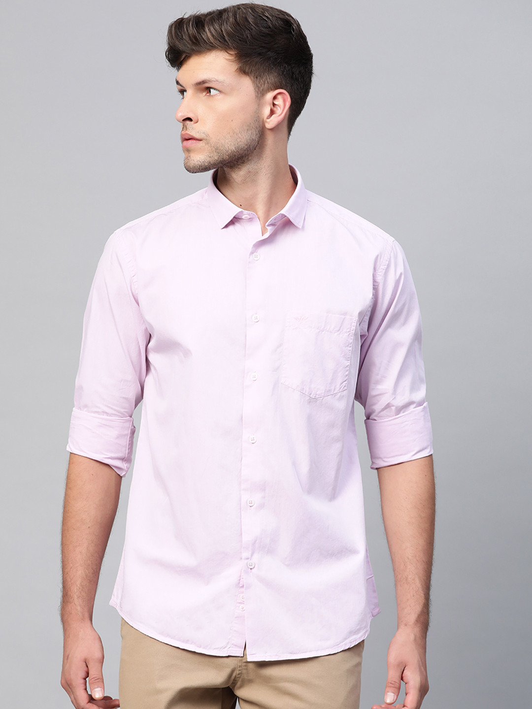 

Park Avenue Men Lavender Pure Cotton Slim Fit Casual Shirt