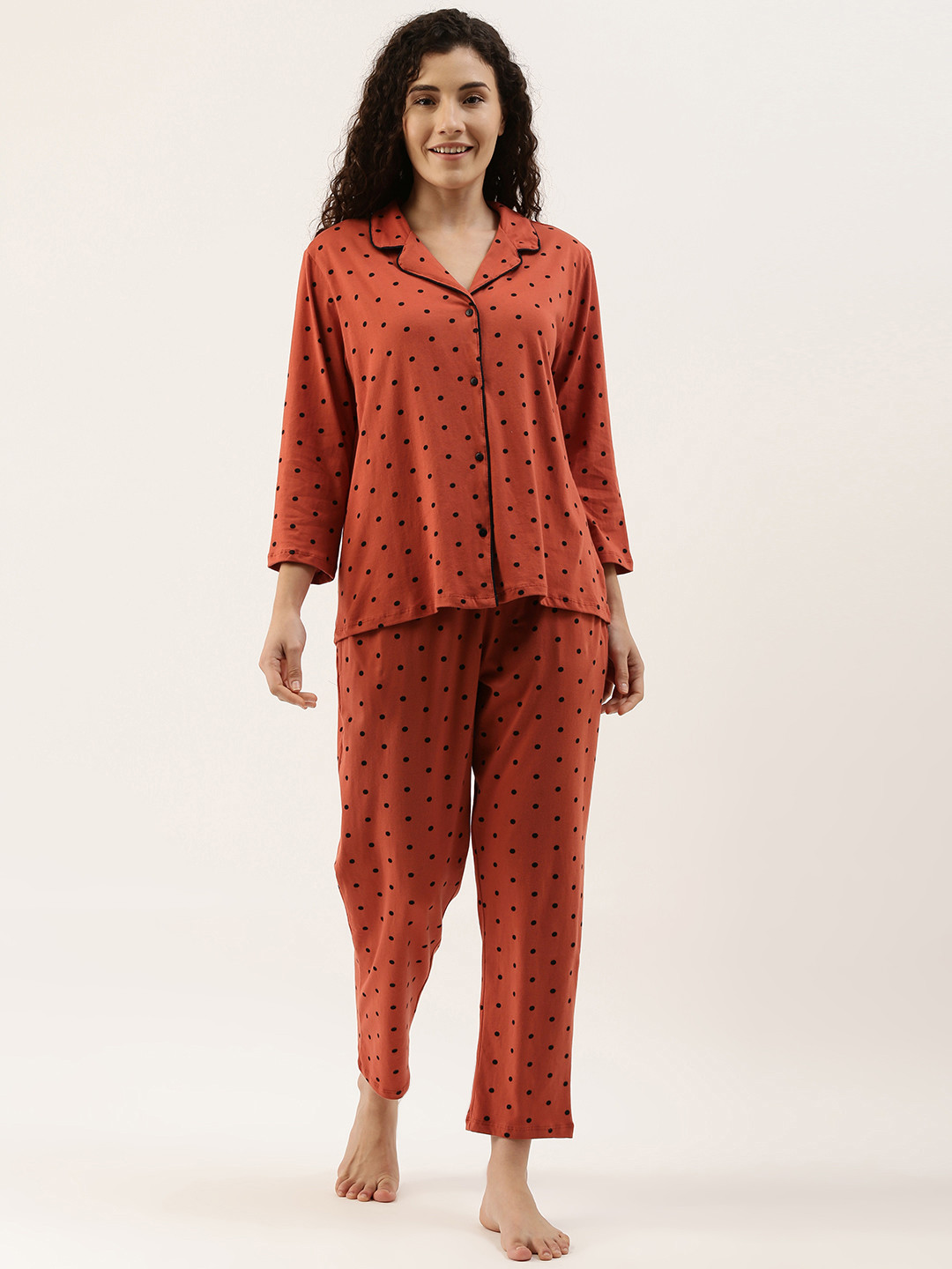 

ETC Women Rust Red Printed Pure Cotton Night suit ETC-21-K-018A-
