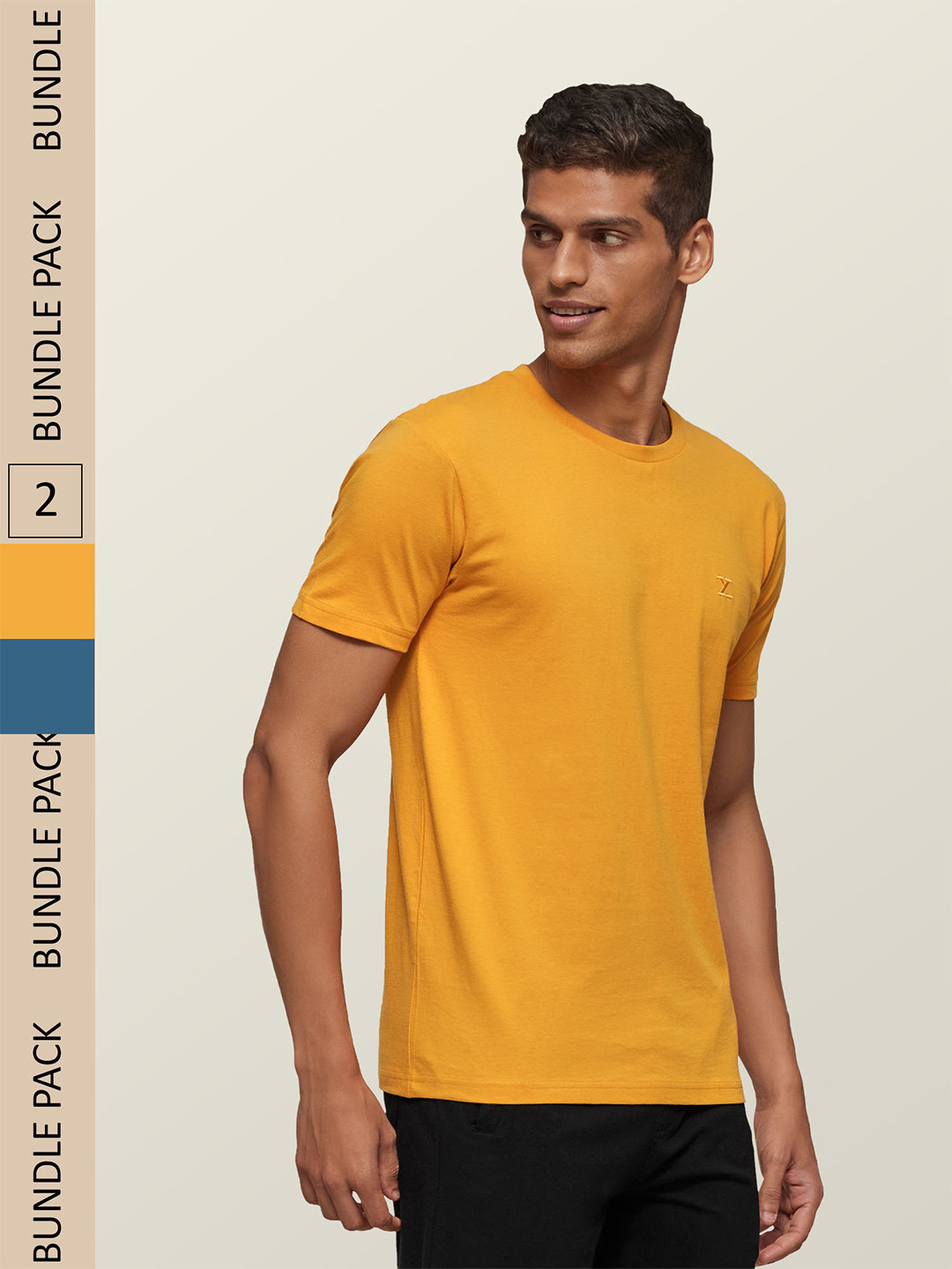 

XYXX XYXX Men Pack Of 2 Solid Antimicrobial Organic Cotton Tailored-Fit Sustainable Lounge T-Shirts, Yellow