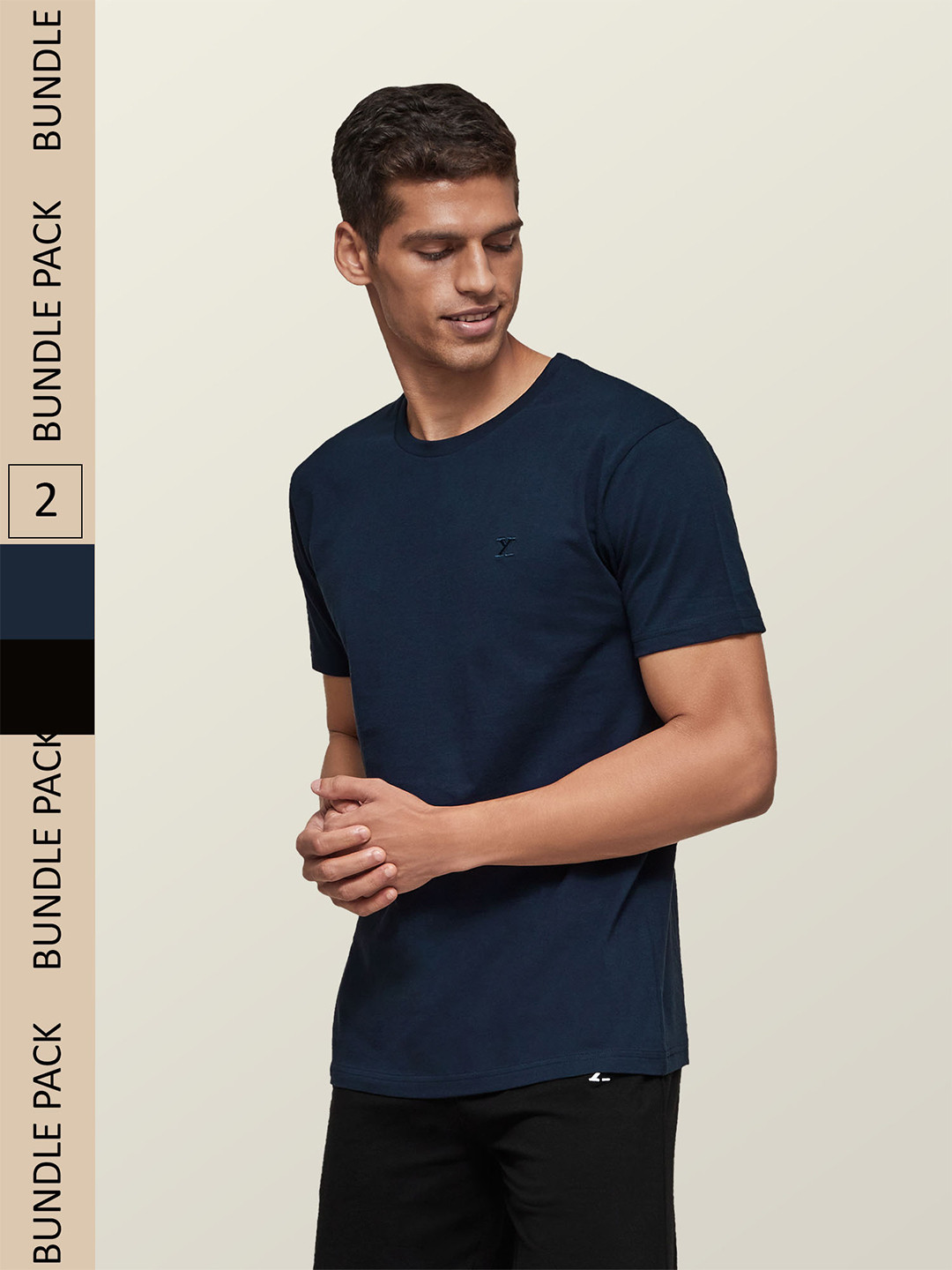 

XYXX Men Pack Of 2 Black Solid Antimicrobial Organic Cotton Tailored-Fit Sustainable Lounge T-Shirts