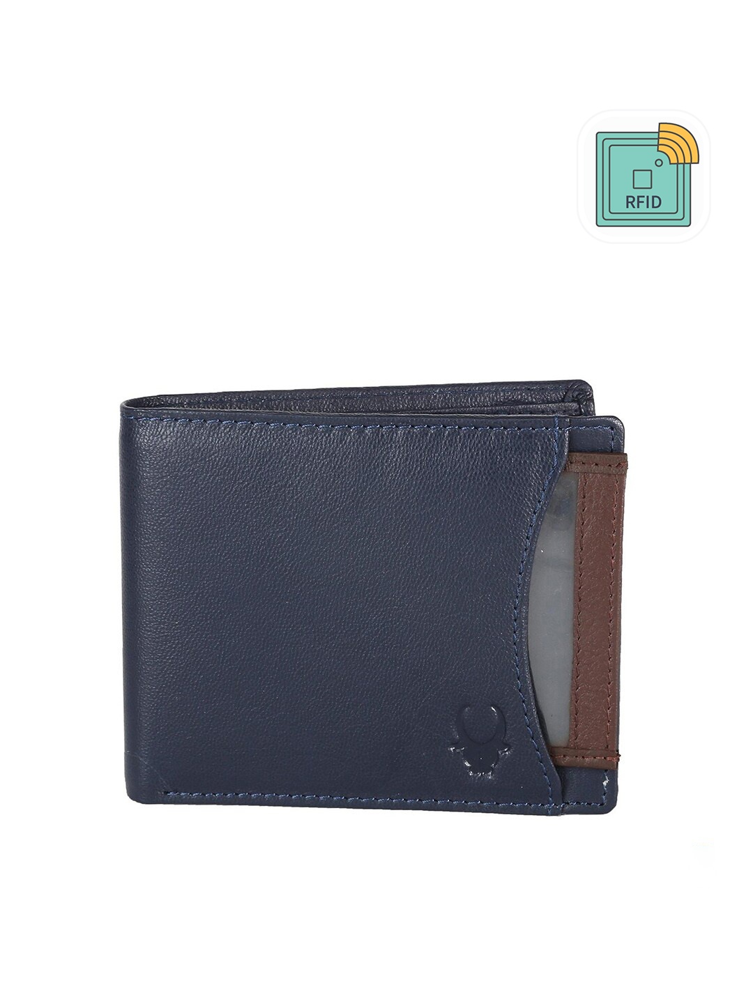 

WildHorn Men Navy Blue Textured Two Fold Leather Wallet