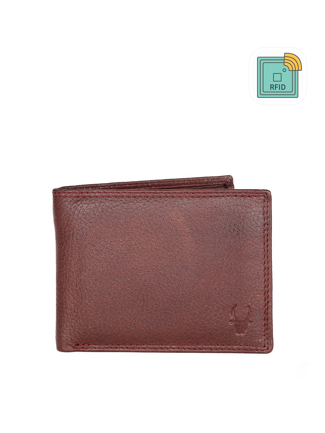

WildHorn Men Maroon Solid RFID Leather Two Fold Wallet