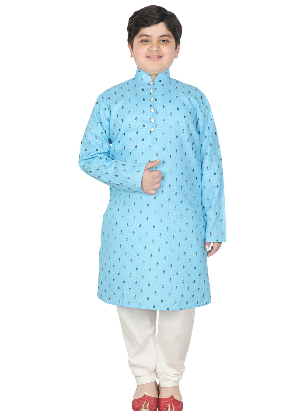 

SG YUVRAJ Boys Blue Ethnic Motifs Printed Kurta with Churidar